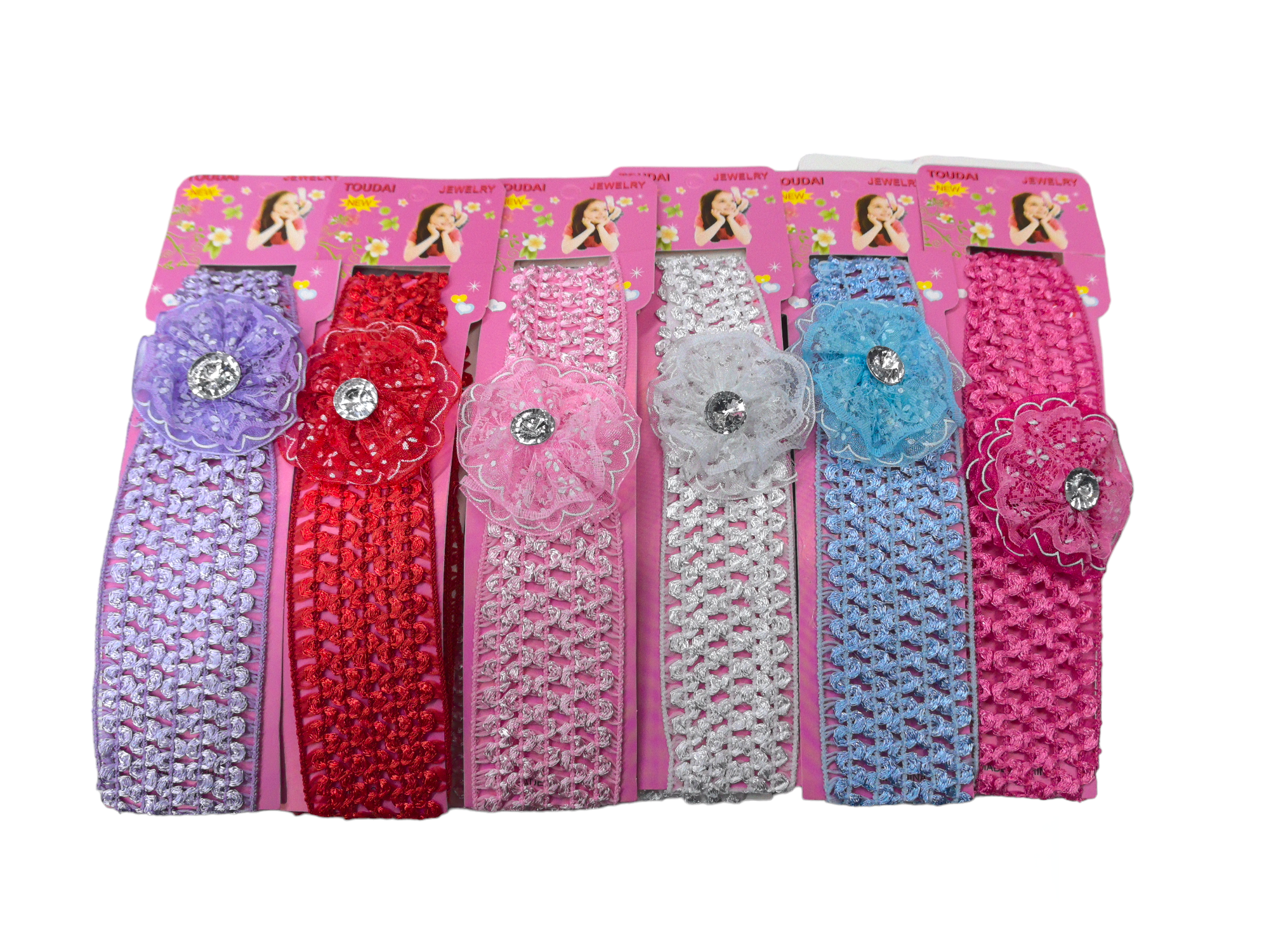 Bandeau enfant motif fleur dentelle (x12)#D