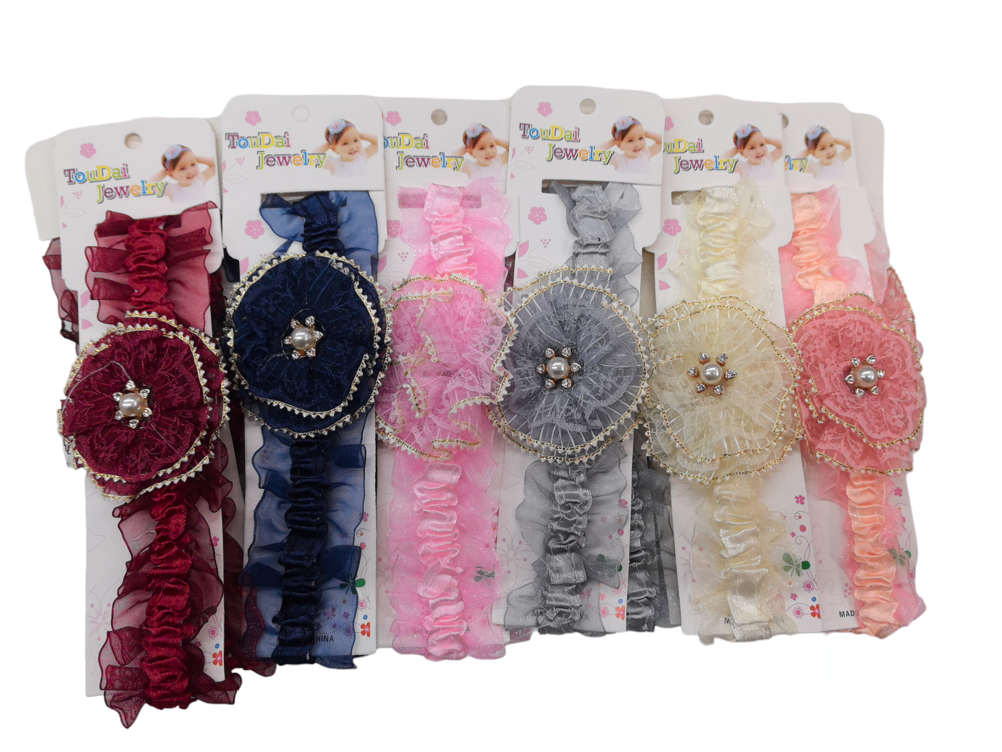 Bandeau Élastique de bébé motif fleur dentelle (x12)#G