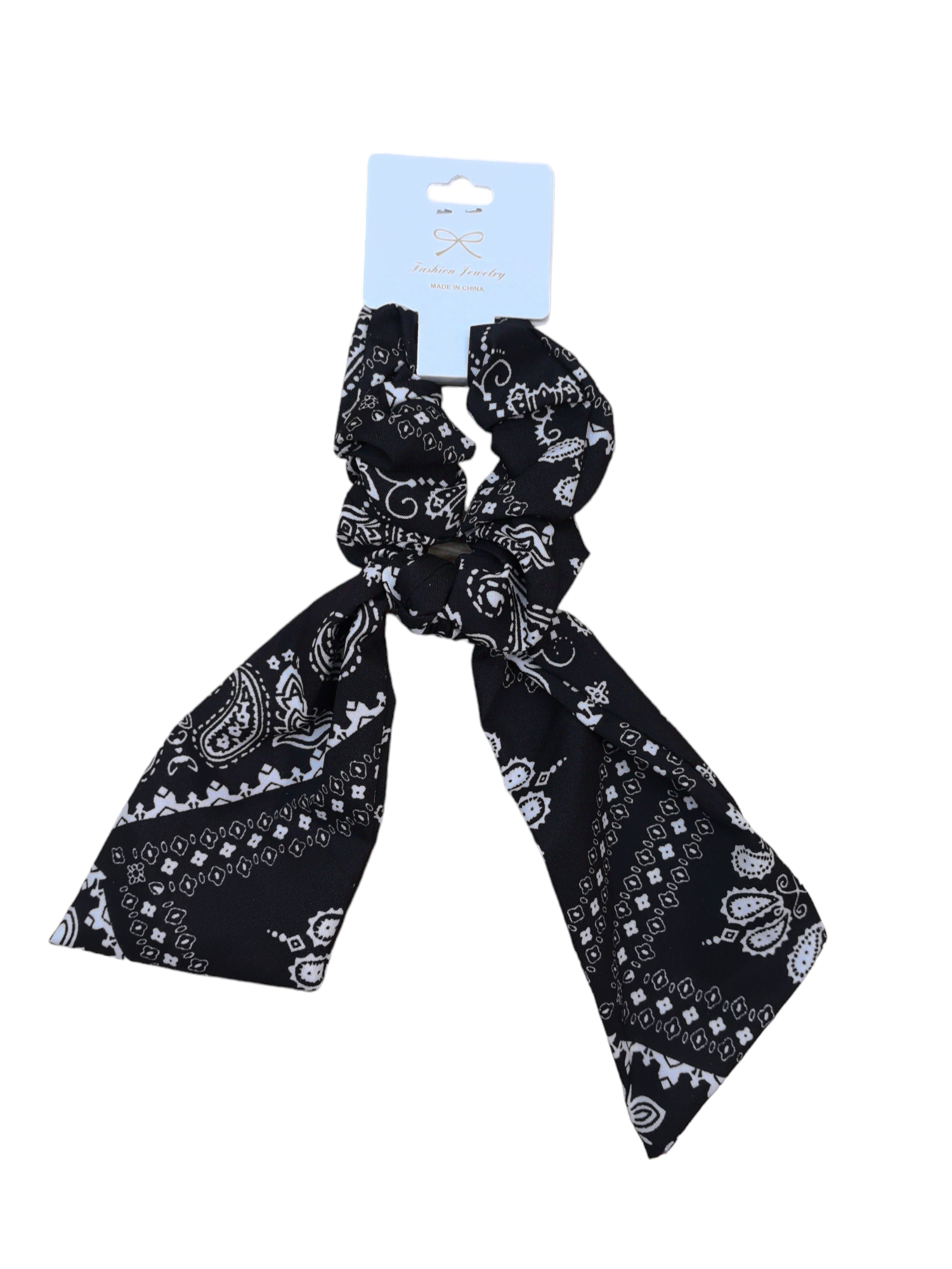 Chouchou  ruban motif Paisley(x12)