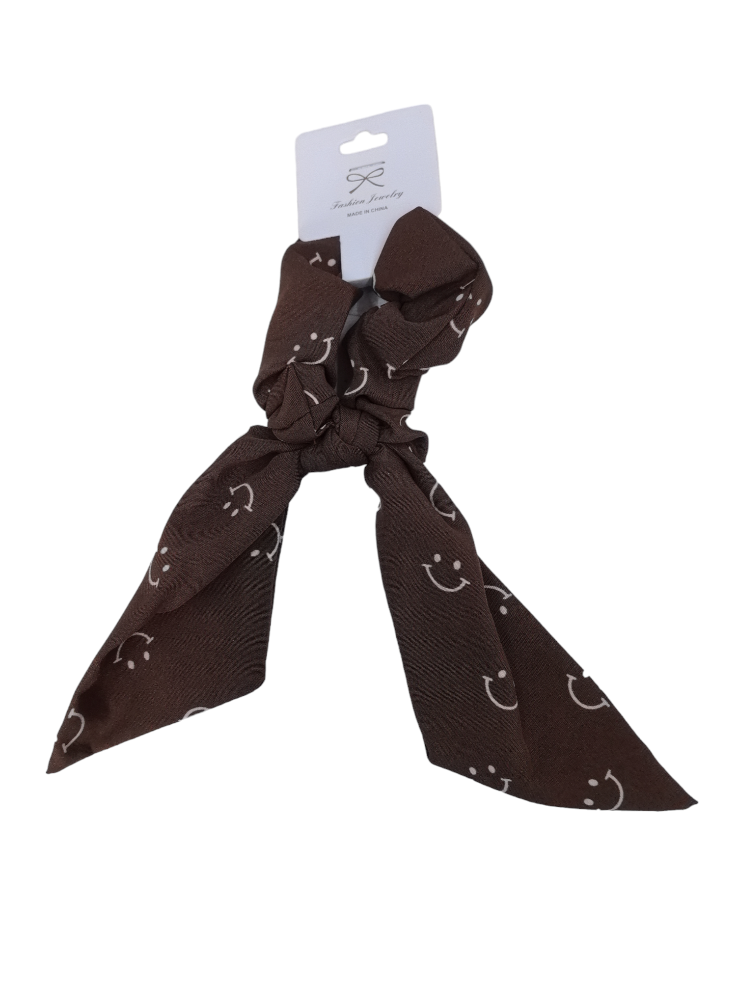 Chouchou ruban motif Smiley (x12)