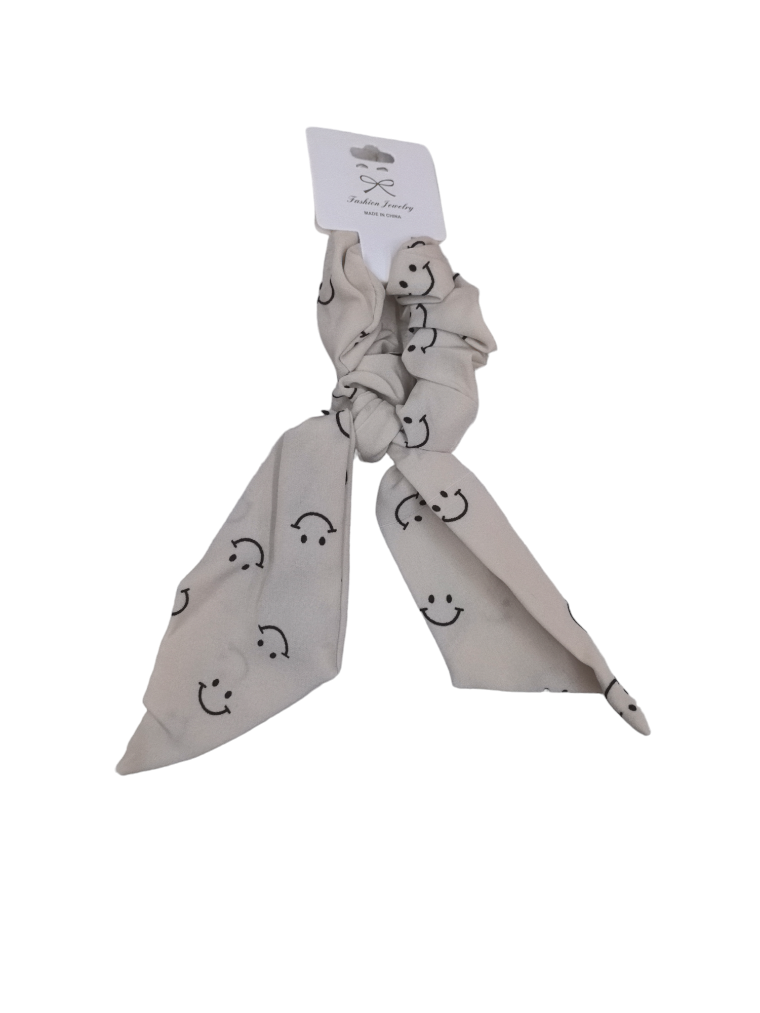 Chouchou ruban motif Smiley (x12)