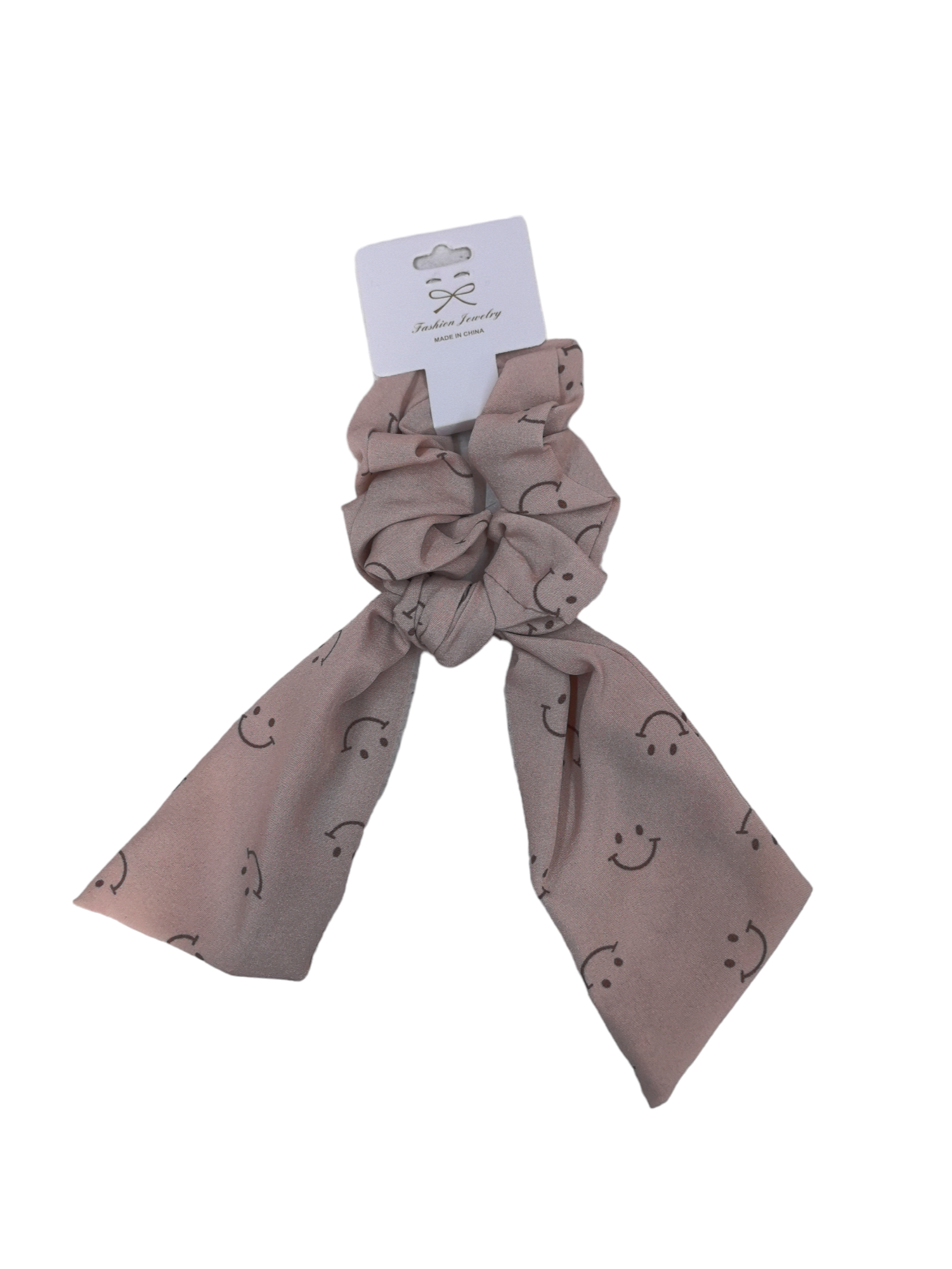 Chouchou ruban motif Smiley (x12)