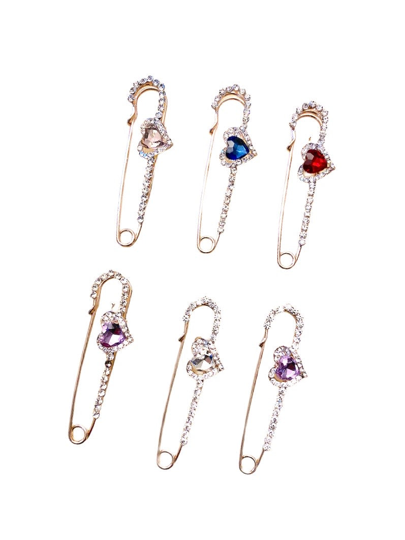 Broche epingle coeur #CZB9-07 (x12)