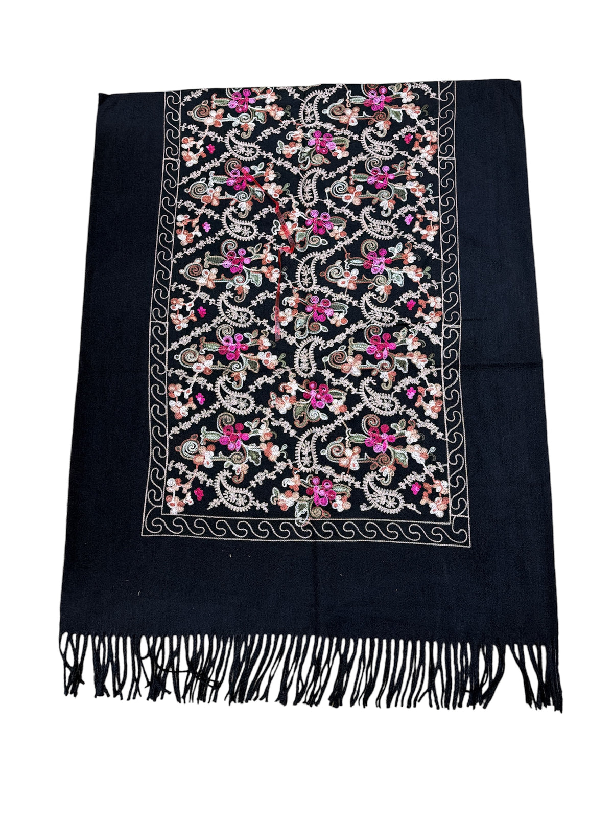 Grande écharpe‑châle à broderies florales colorées. (X10)