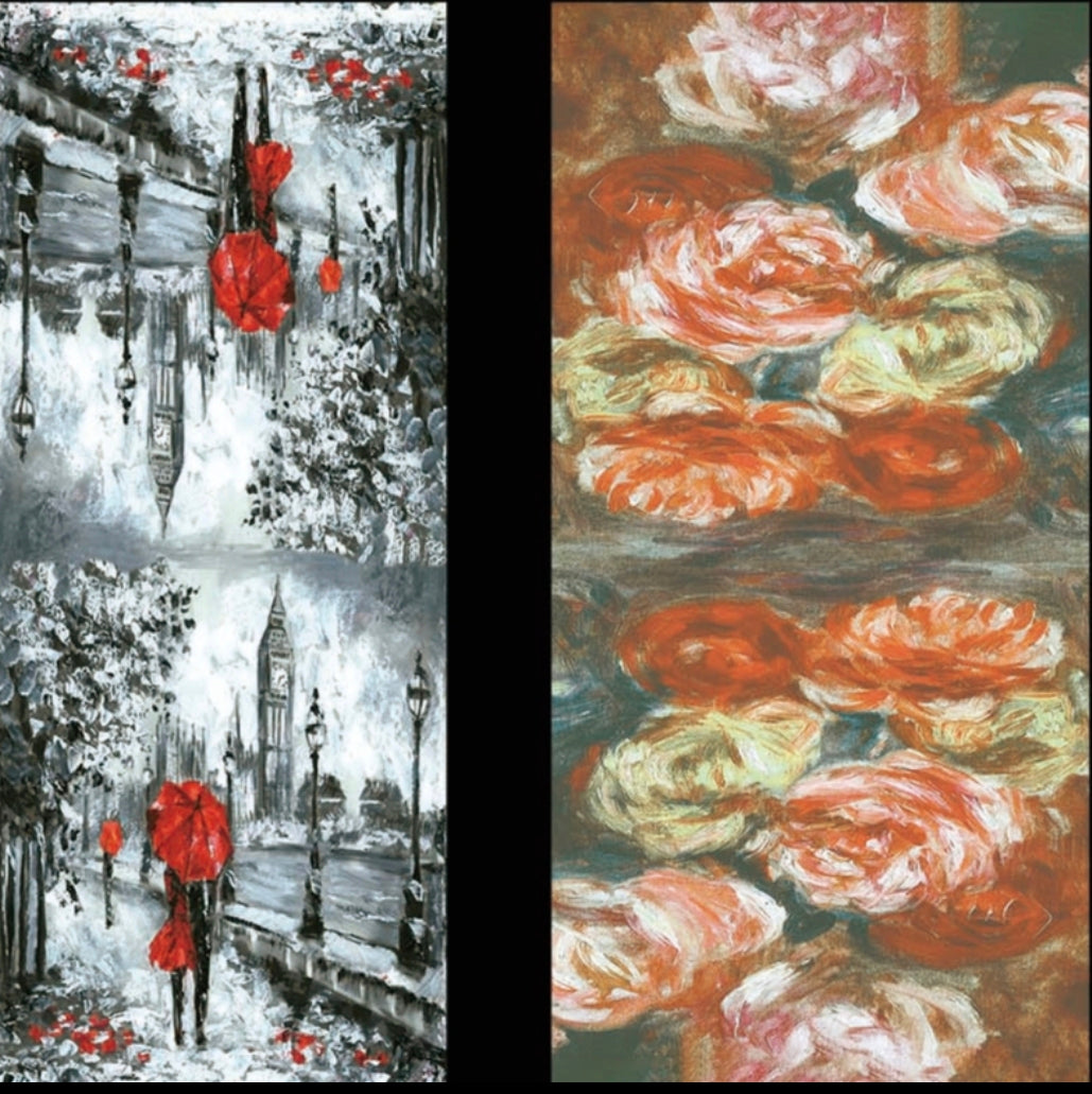 Foulards châle peinture à l'huile double face (x4)#15