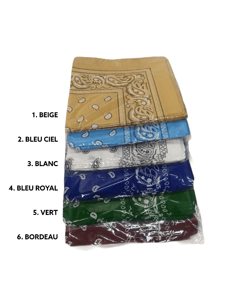 Bandana Carré 100% Coton motif paisley (x12)
