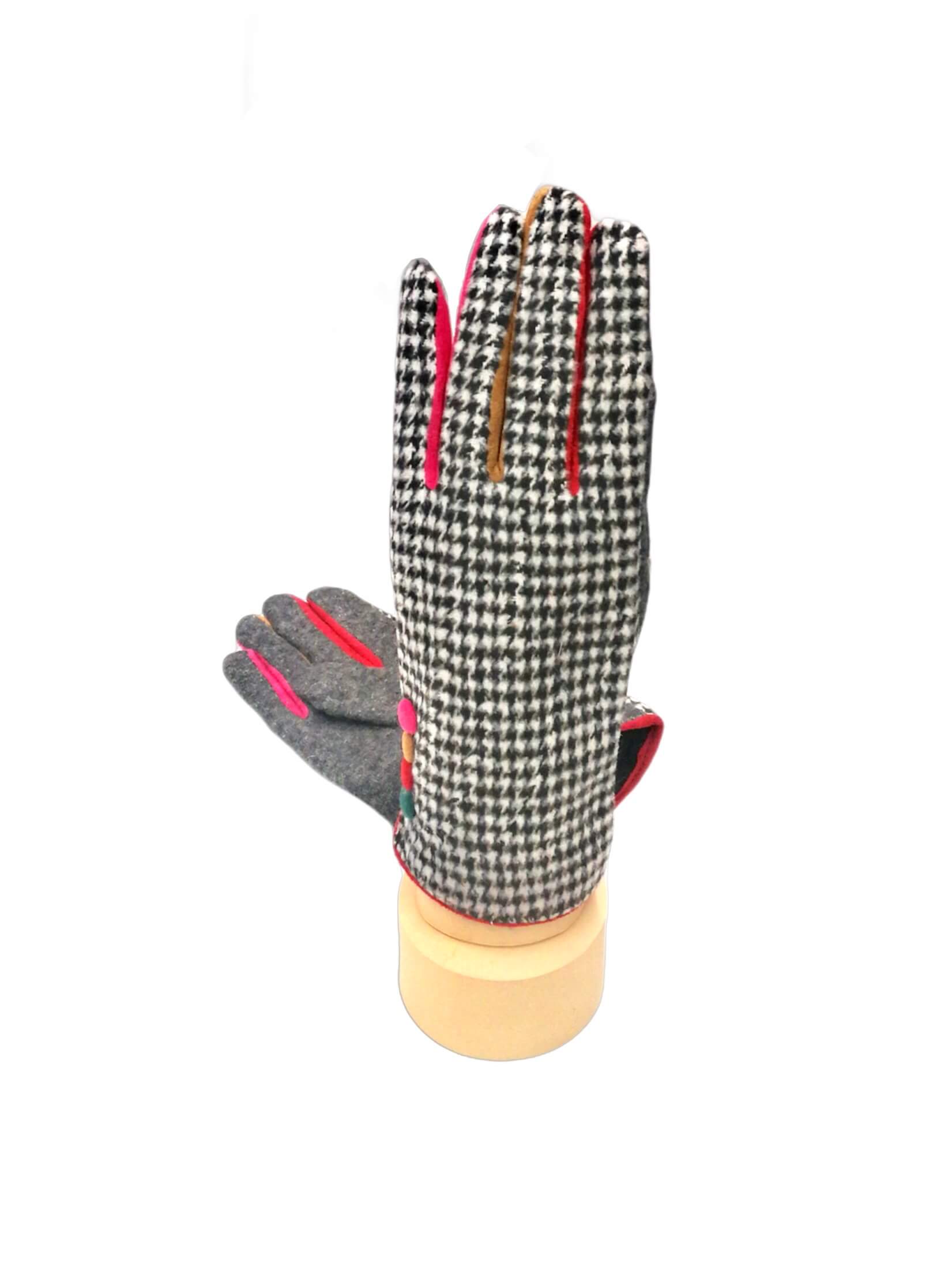 Gants tactiles motif pied de poule doublure fourrée (x6)