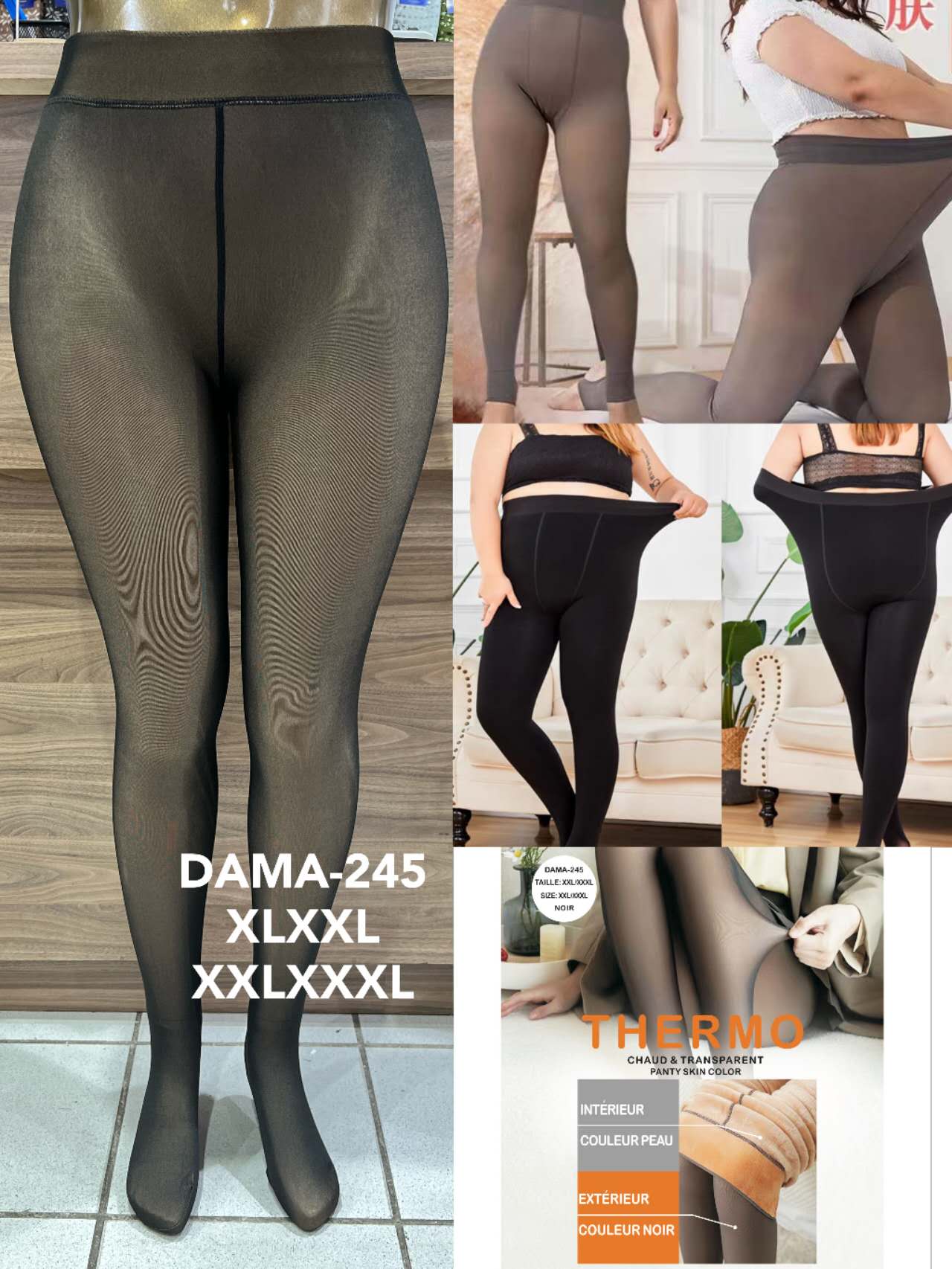 Collant Thermo Effet Transparent Grande Taille (x12)