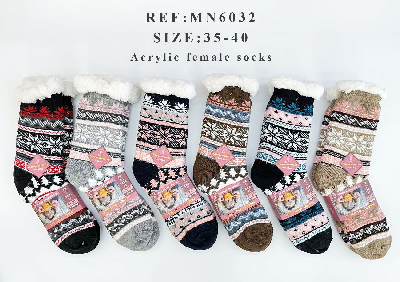 FEMME Chaussettes fourrées Hiver T35- 40 (x12)/6032
