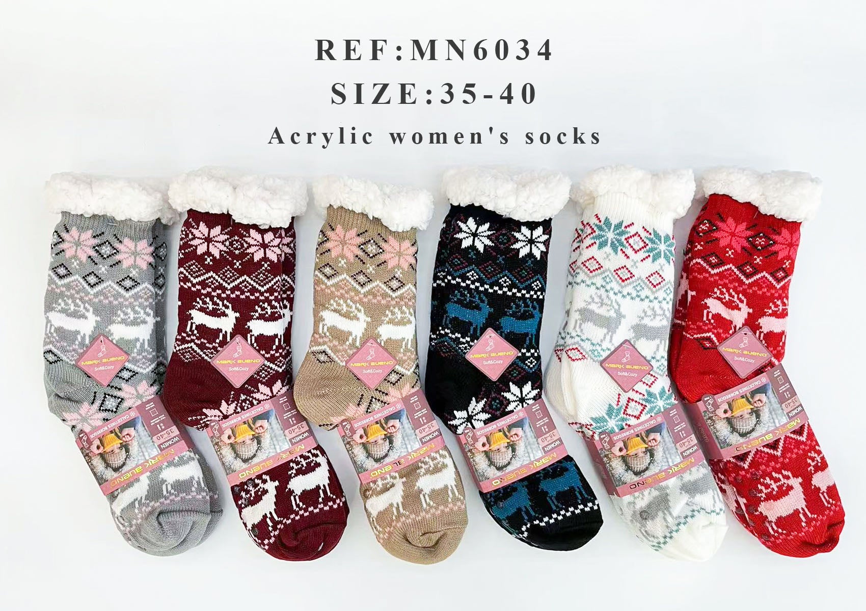 FEMME Chaussettes chaussons fourrées (x12)/6034