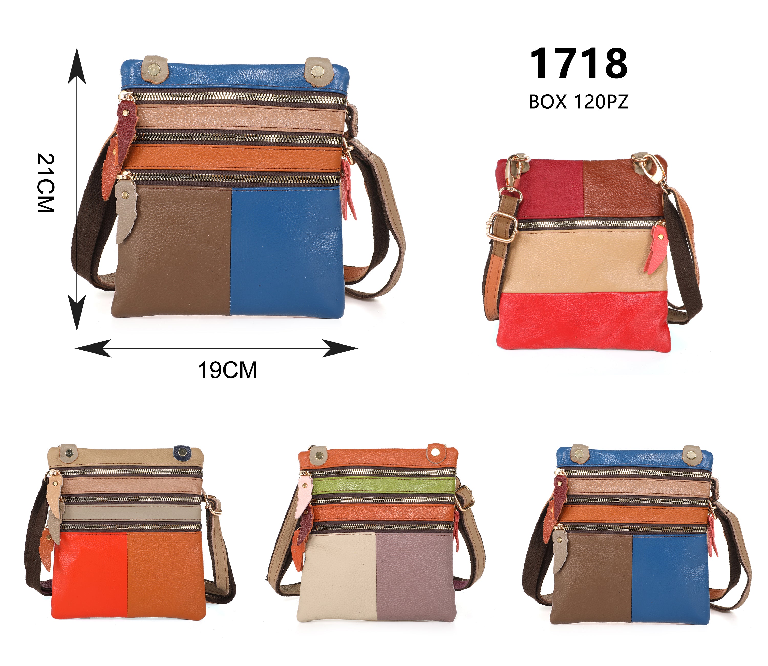 Sacoche multicouleur - Cuir véritable Femme (X6)