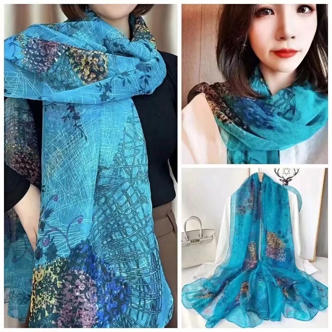 Foulards touche soie motif mélange(x12)