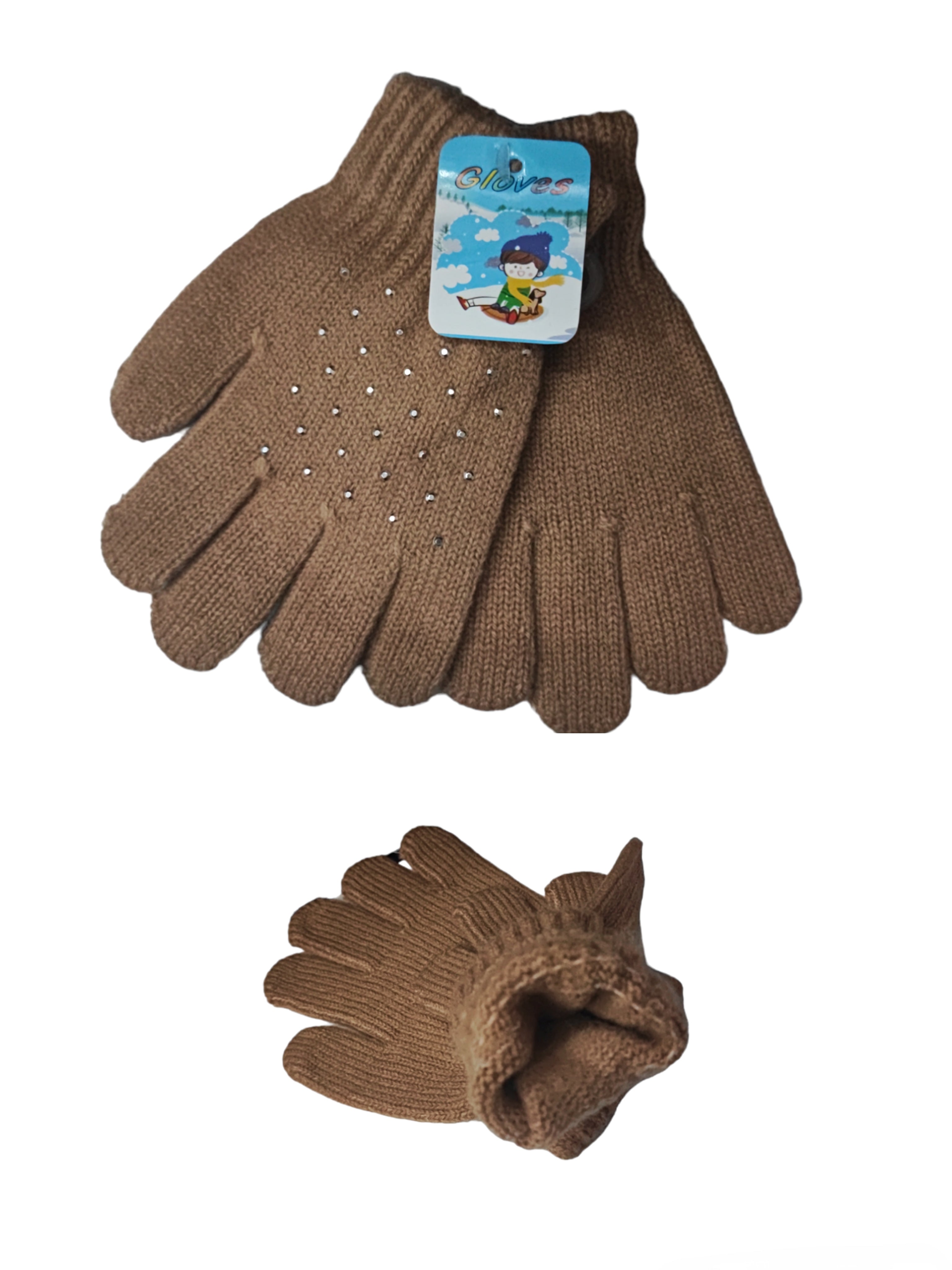Gants enfant strass motif mélanger 4/8ans (x12) E19