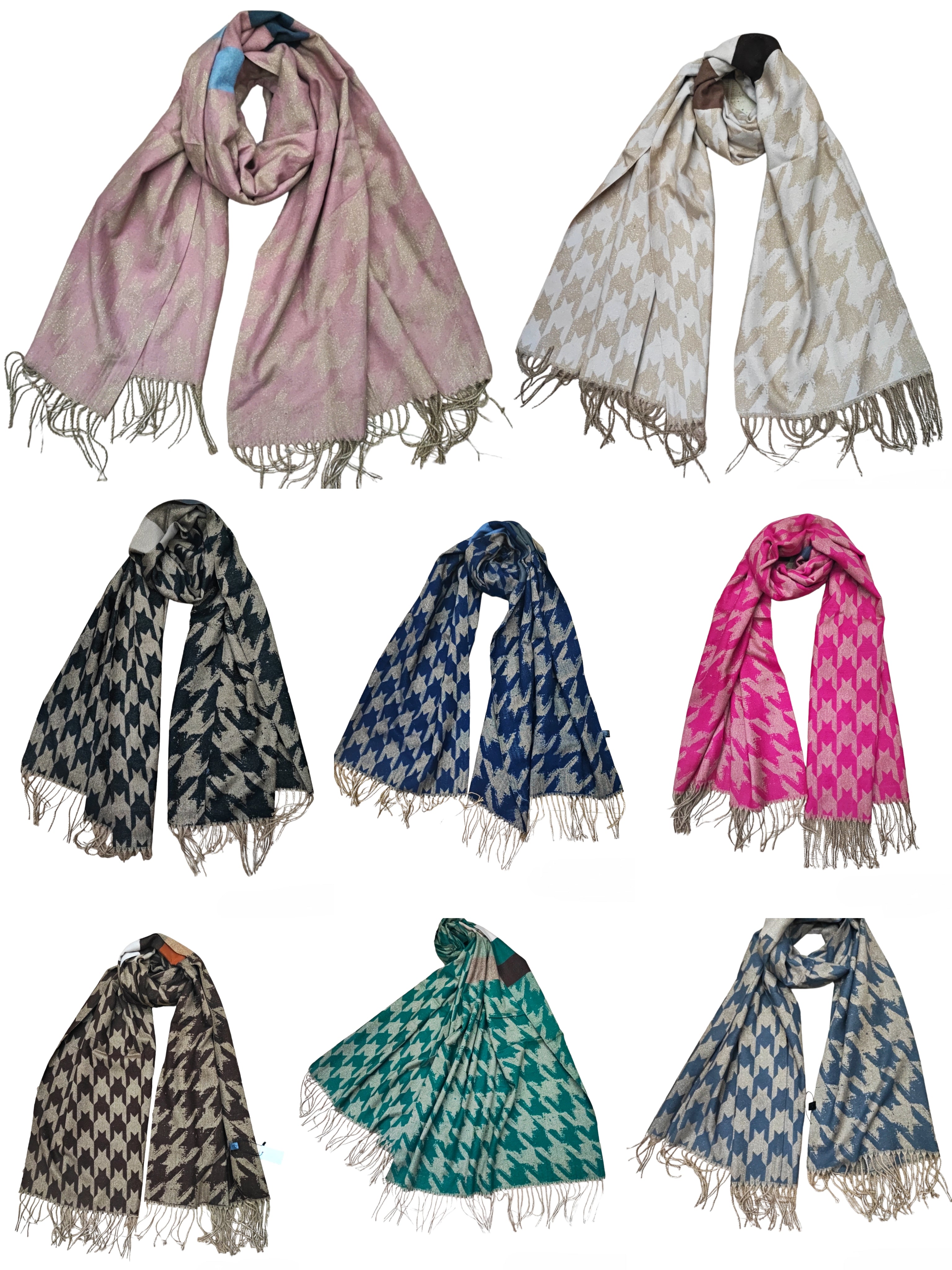 Écharpe châle motif
Fil d'or pied de poule (x6)#8