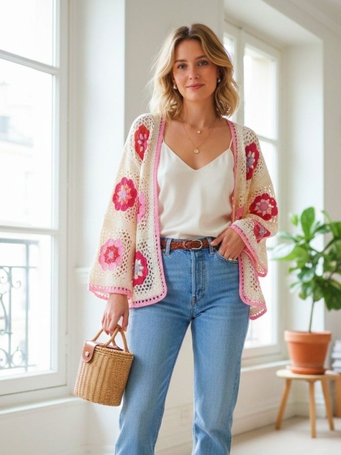 Gilet En Crochet
Style "Granny Square"(x6)