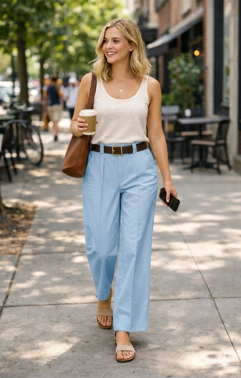 Pantalon large taille haute(x6)