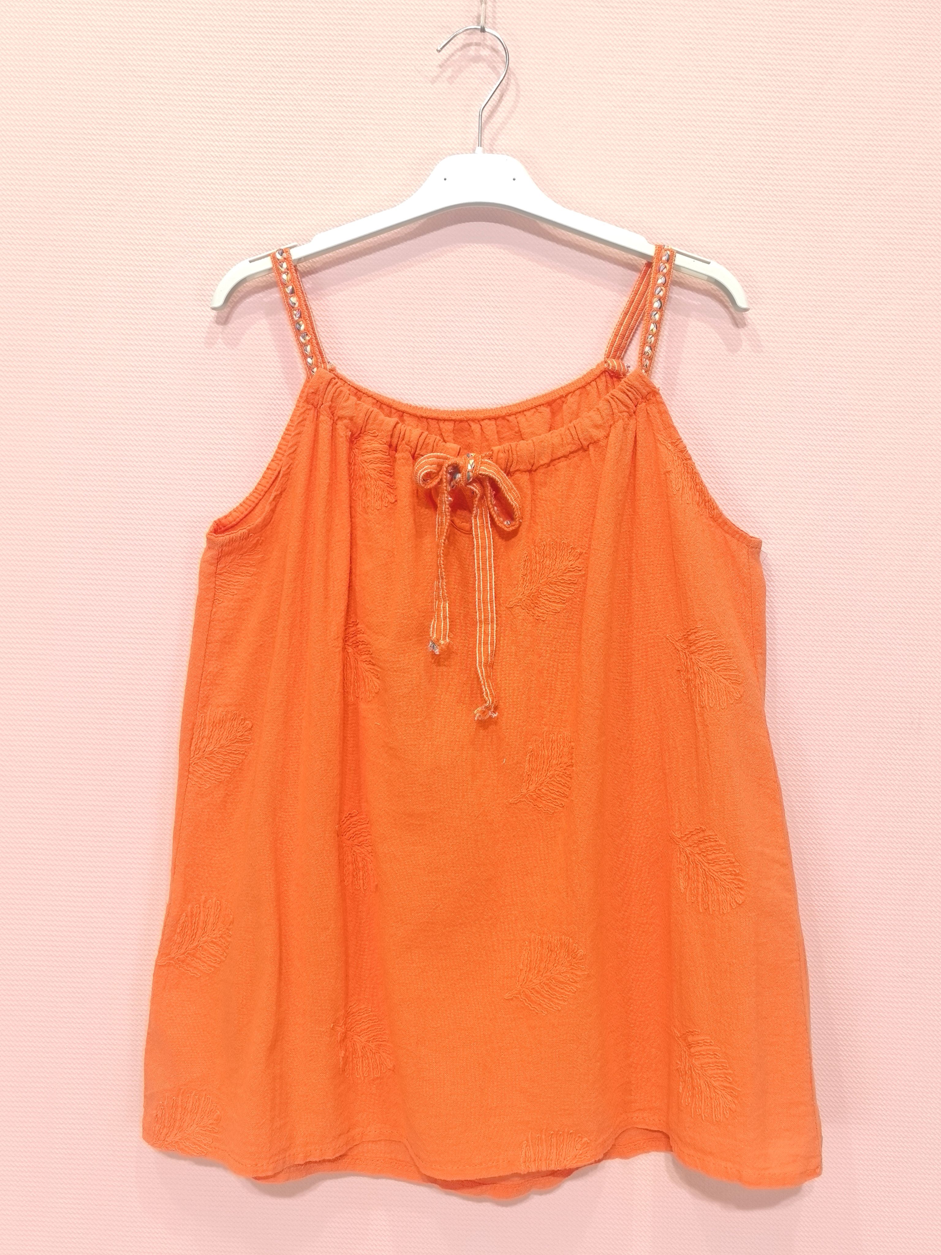 Top bretelles à motifs feuillage brodés (x8)