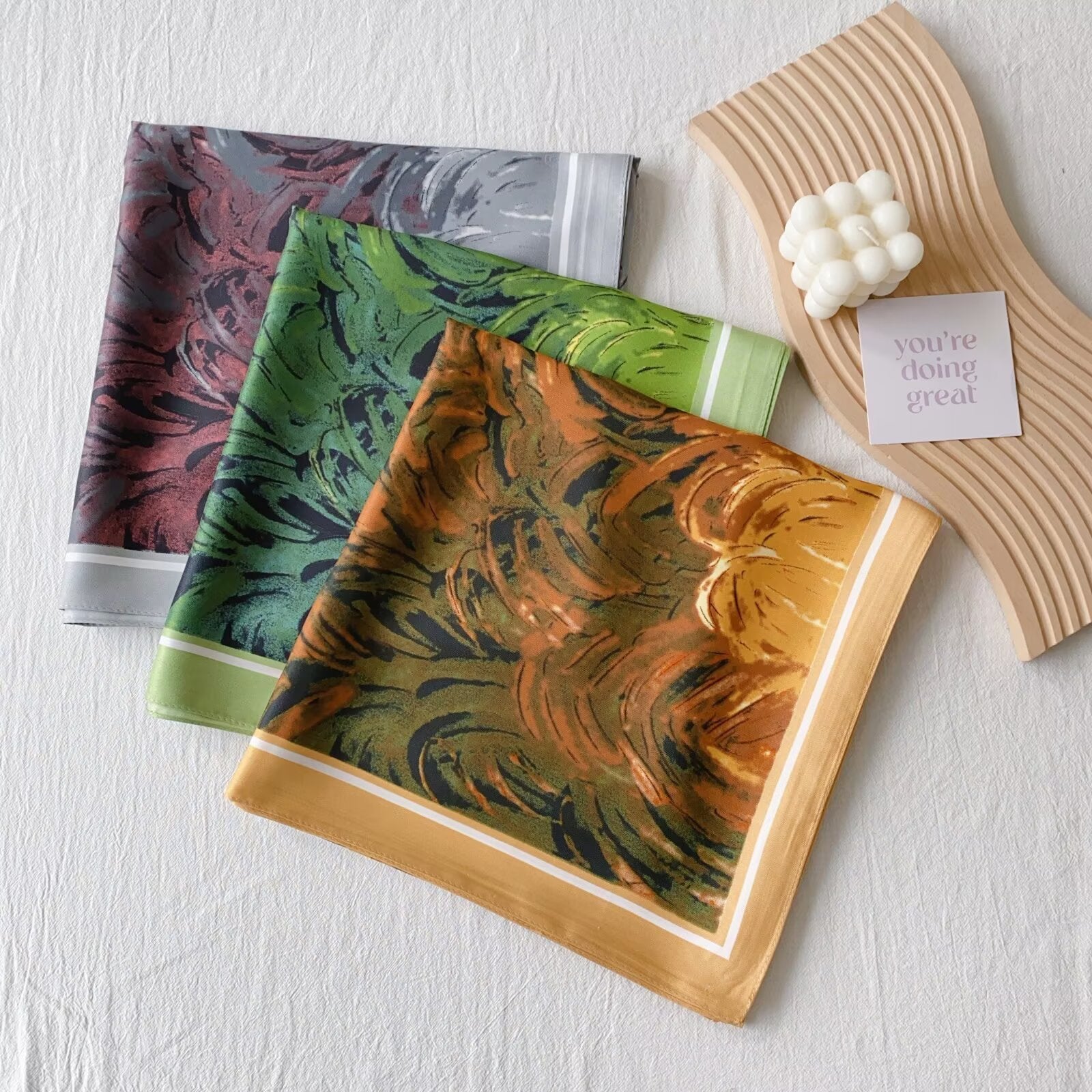 Foulard Carré touche soie 130×130cm (x6)#32