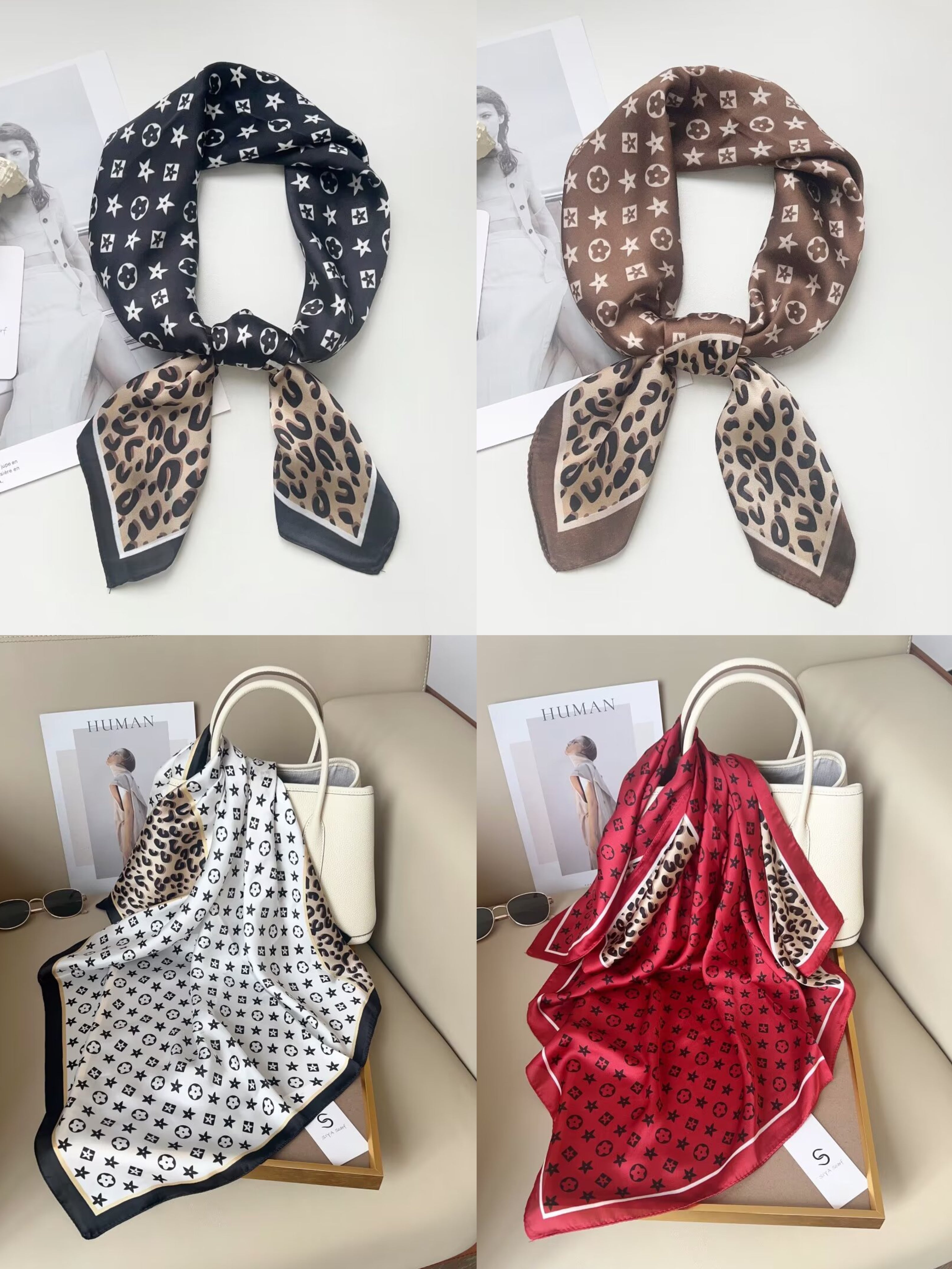 Foulard Carré touche soie 70cmx70cm (x12)#53