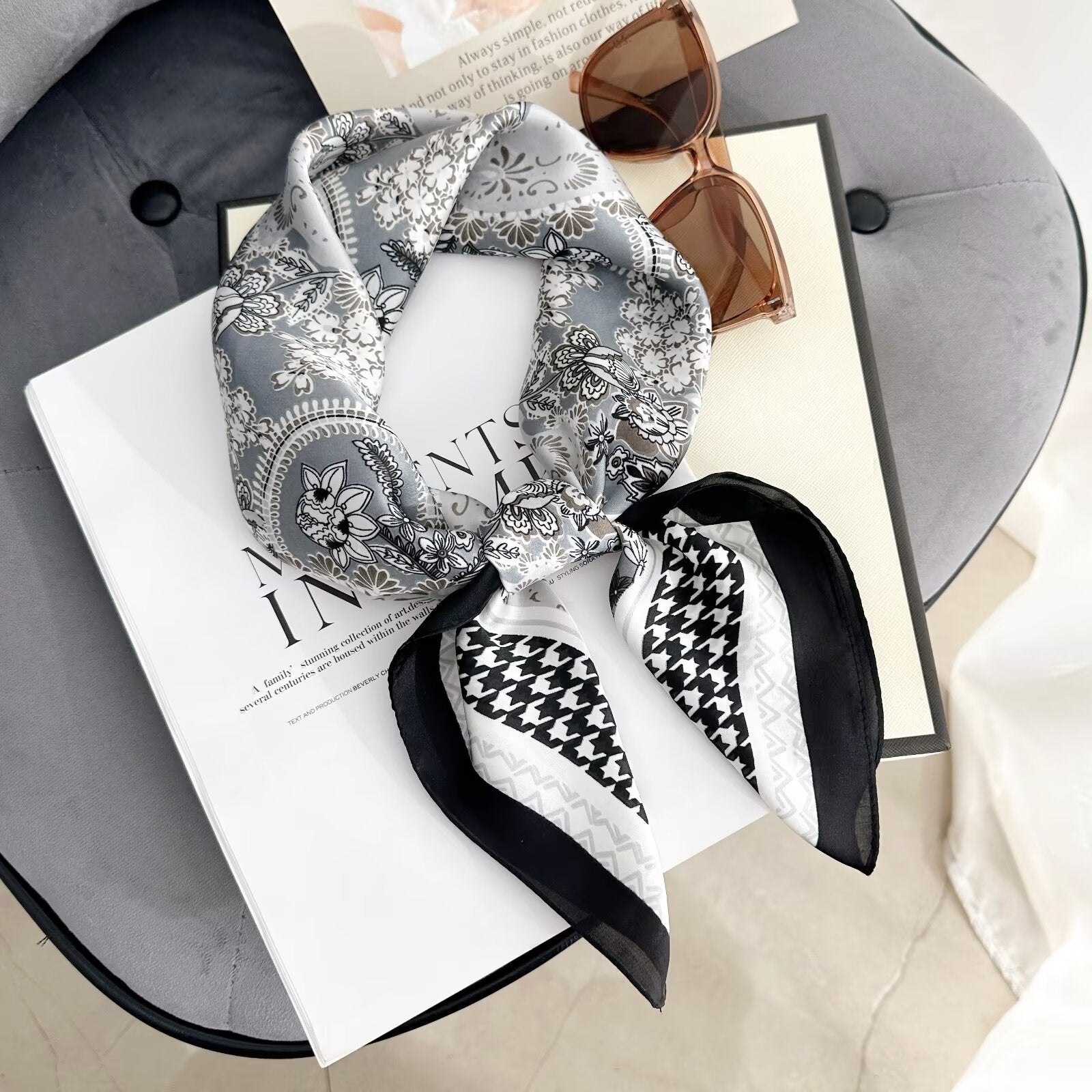 Foulard Carré touche soie 70cmx70cm (x12)#60