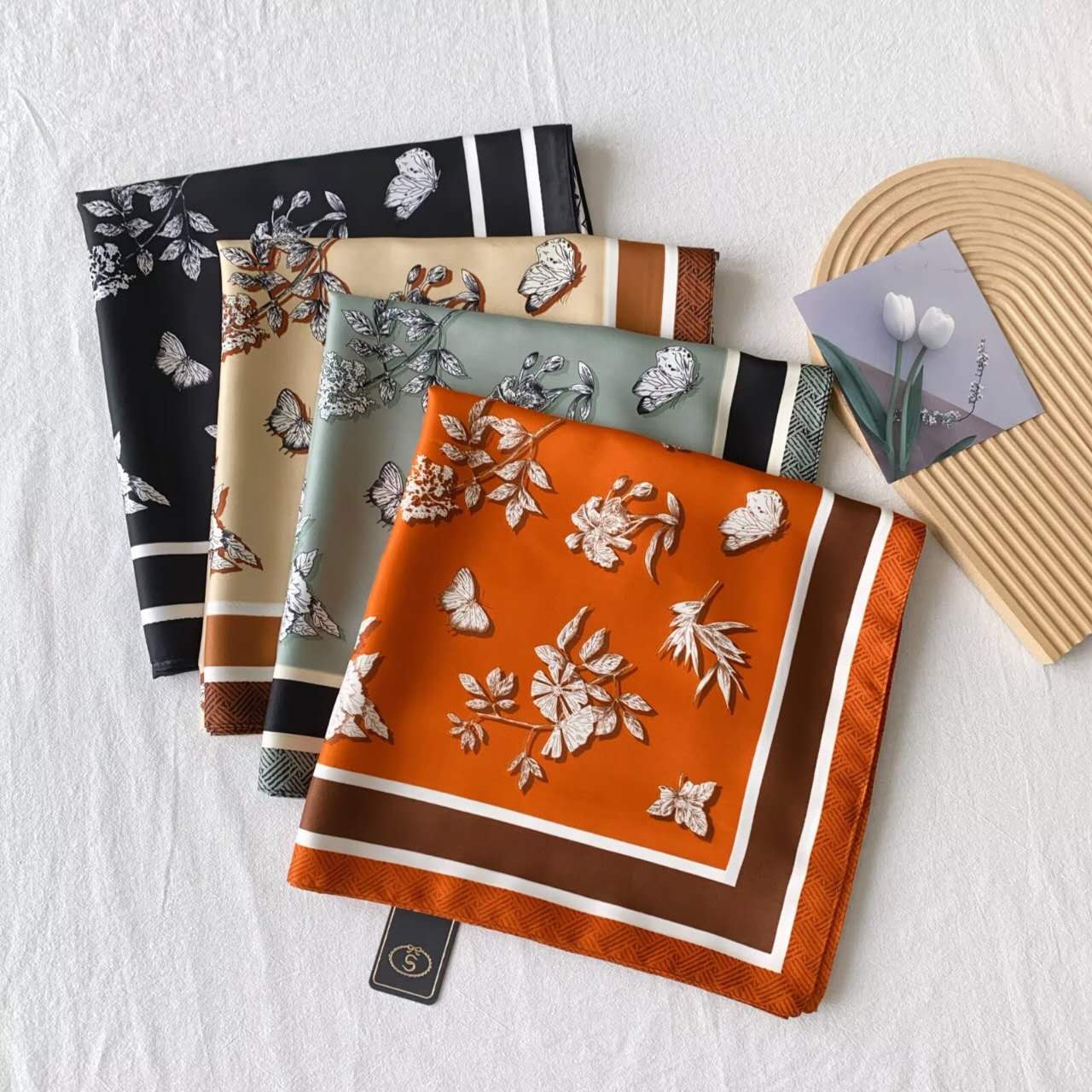 Foulard Carré touche soie 130×130cm (x6)#34