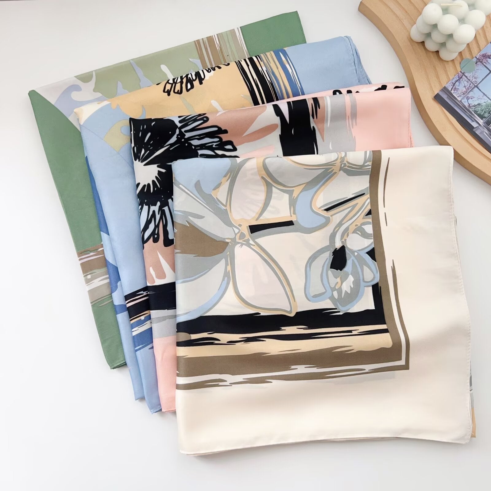 Foulard Carré touche soie 130×130cm (x6)#31