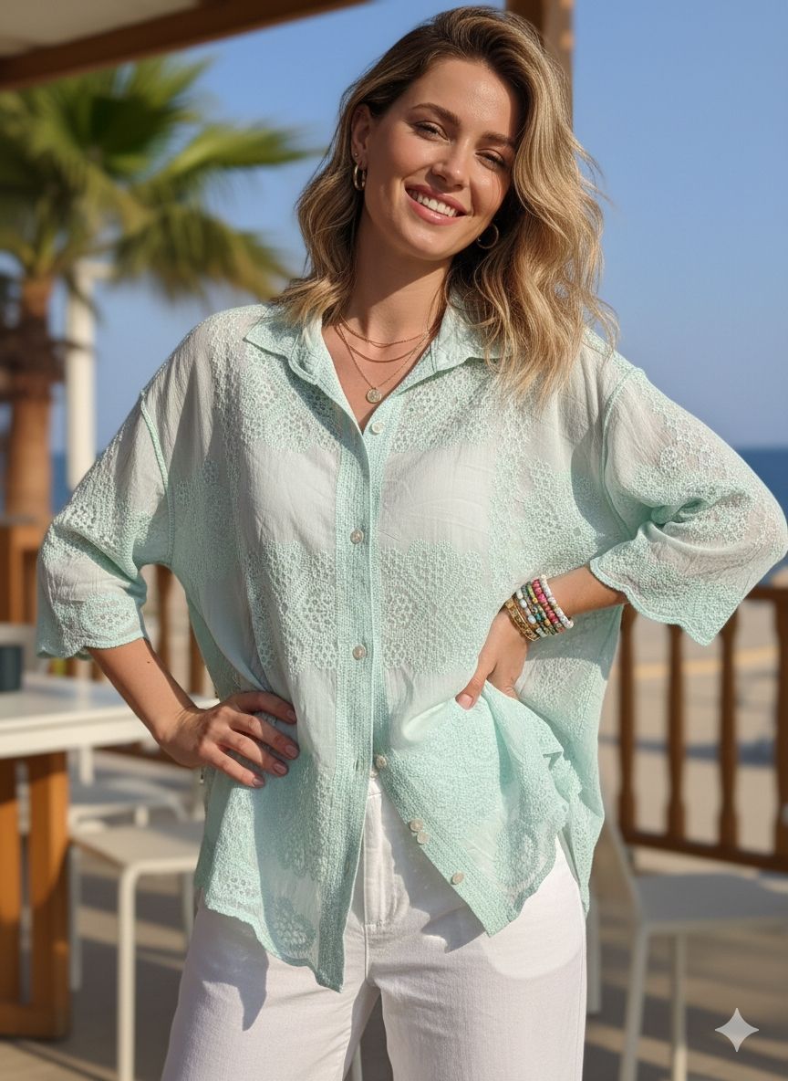 Chemisier brodé en coton(x6)