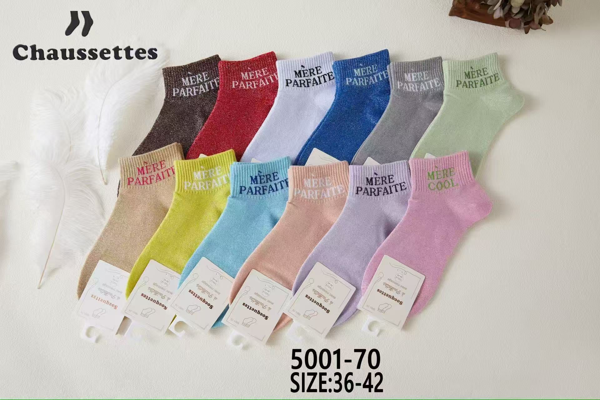 chaussette paillettes avec message(×12)5001