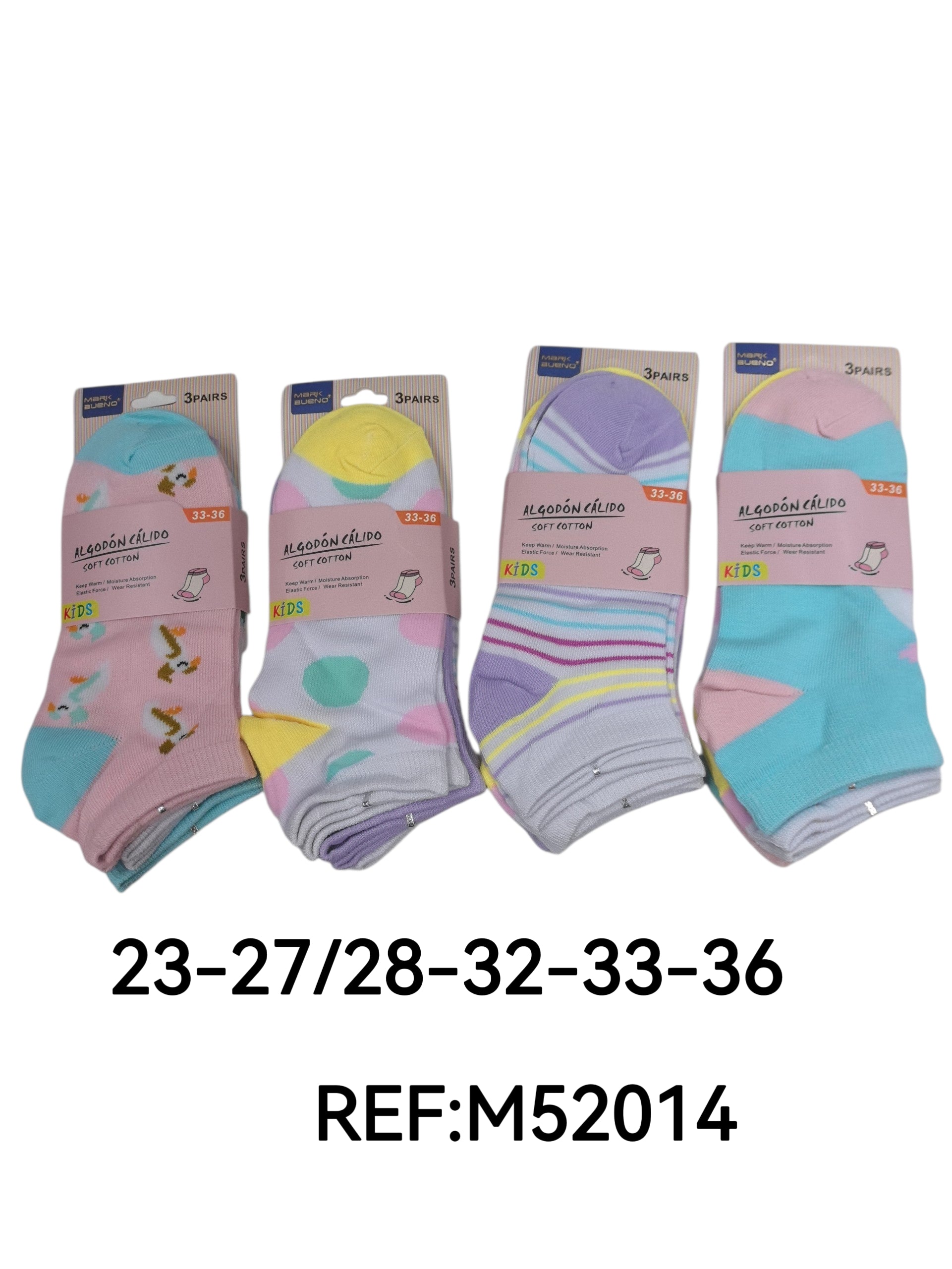 filles- Chaussettes coton 3 Tailles mélangées T23-27/28-32/33-36(x36)