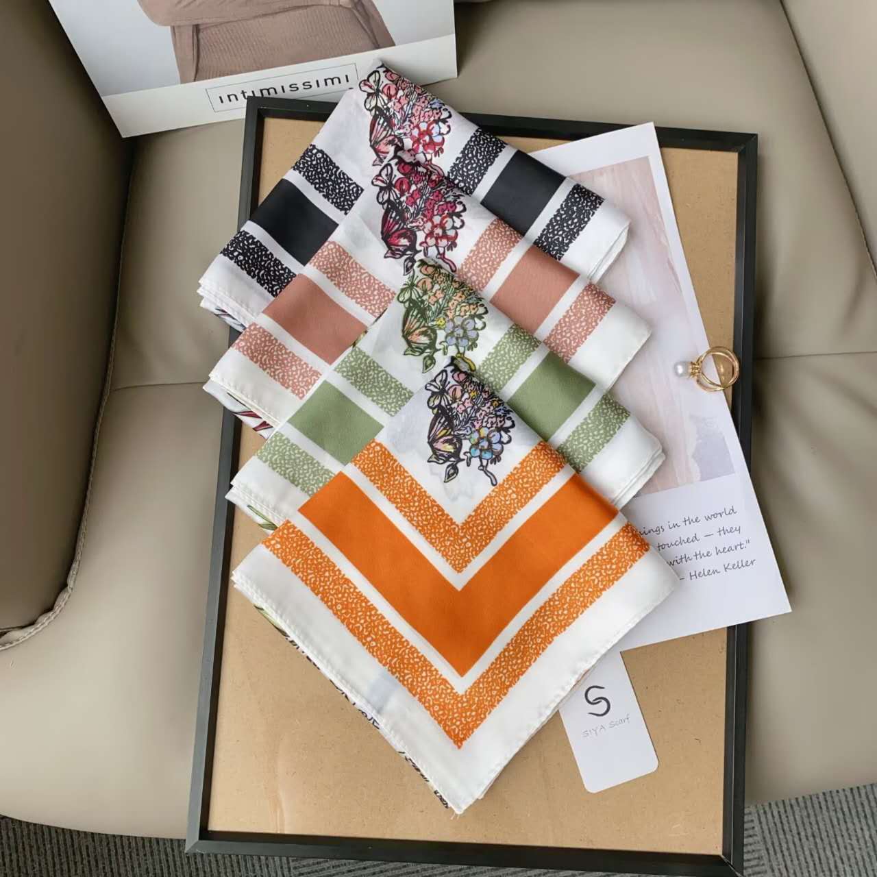 Foulard Carré touche soie 70cmx70cm (x12)#31