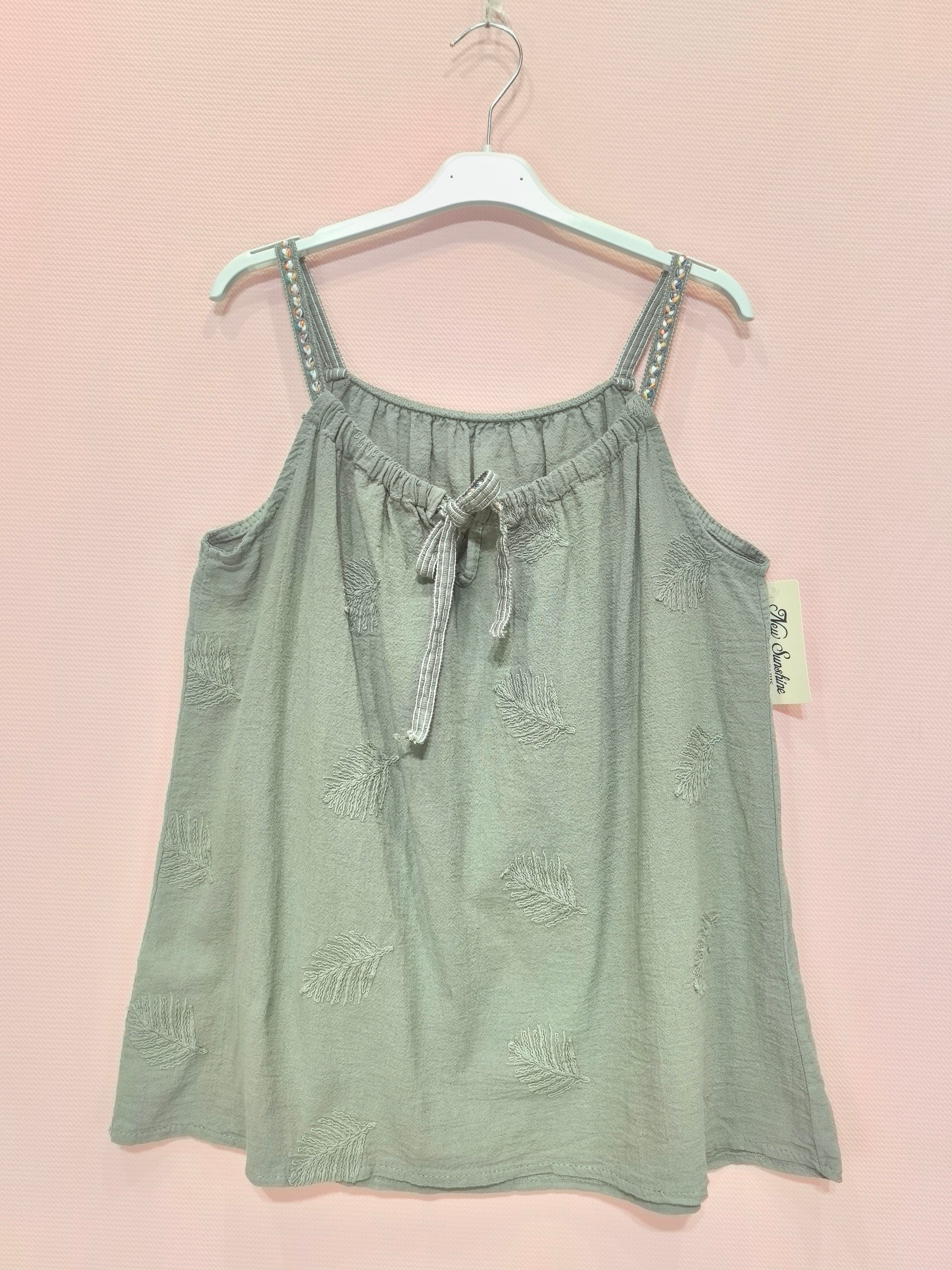 Top bretelles à motifs feuillage brodés (x8)