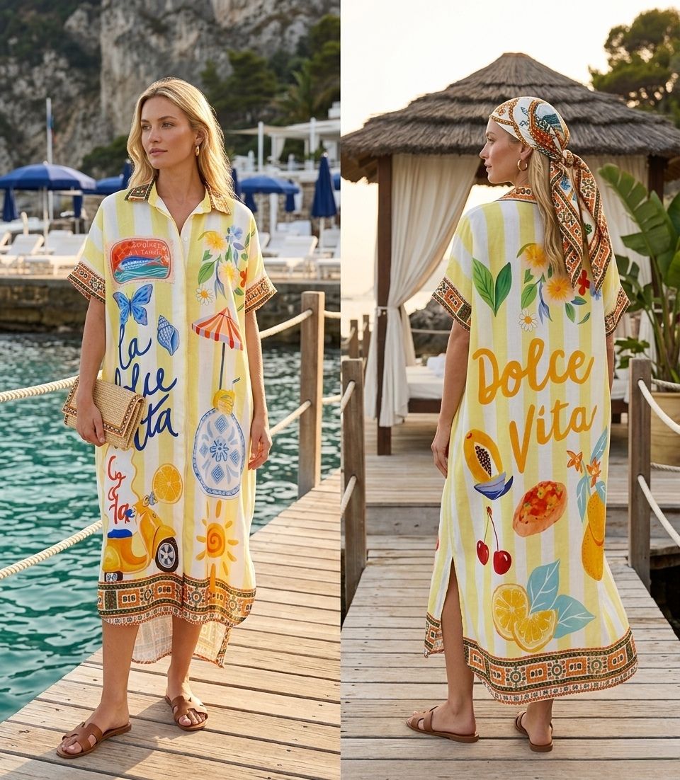 Robe Chemise Longue Imprimée Graphique (x6)