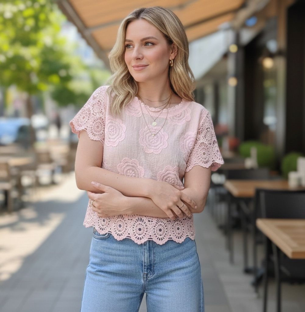 Haut en broderie anglaise (×8)