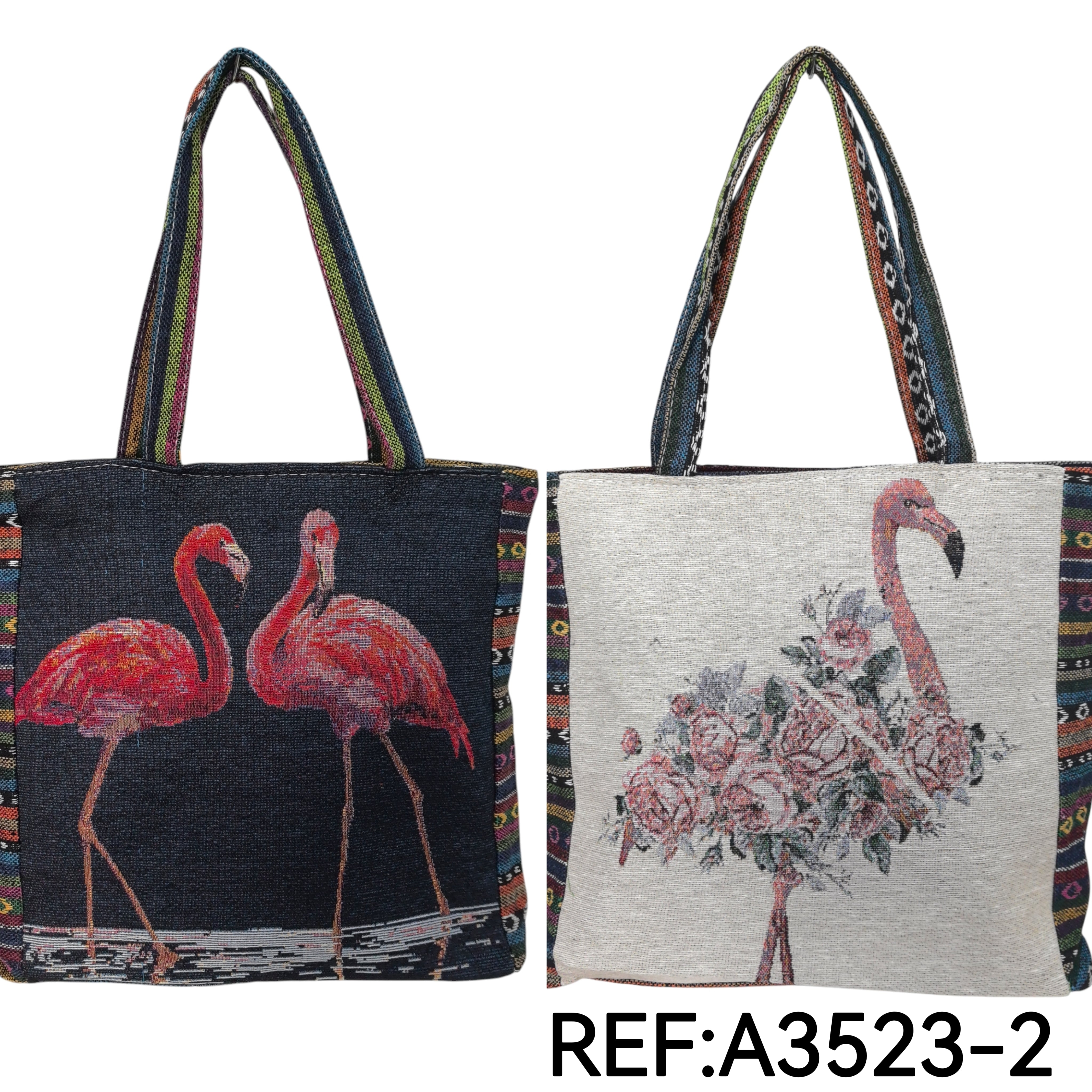Sac à main en toile brodé Flamant pour femme (x6)