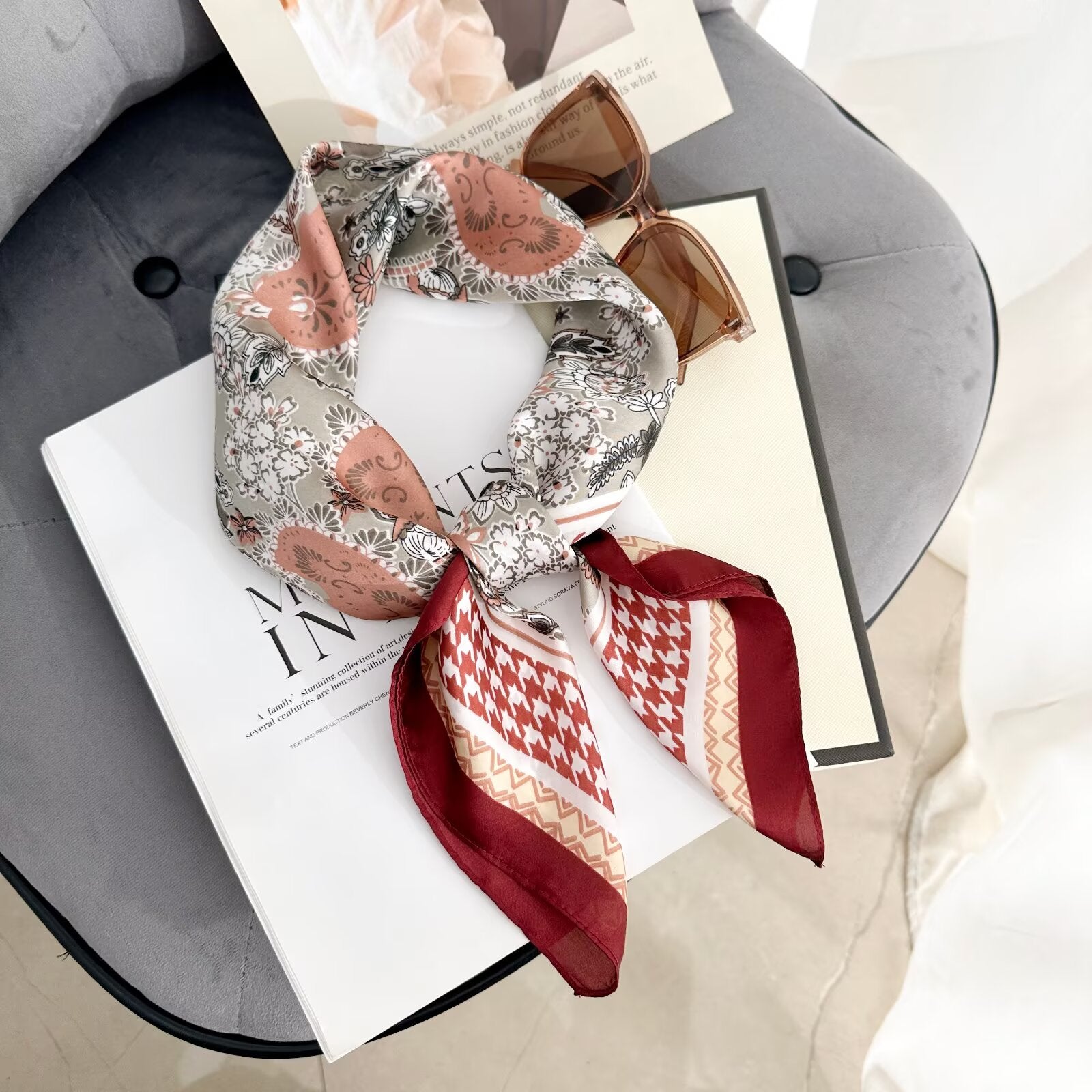 Foulard Carré touche soie 70cmx70cm (x12)#60