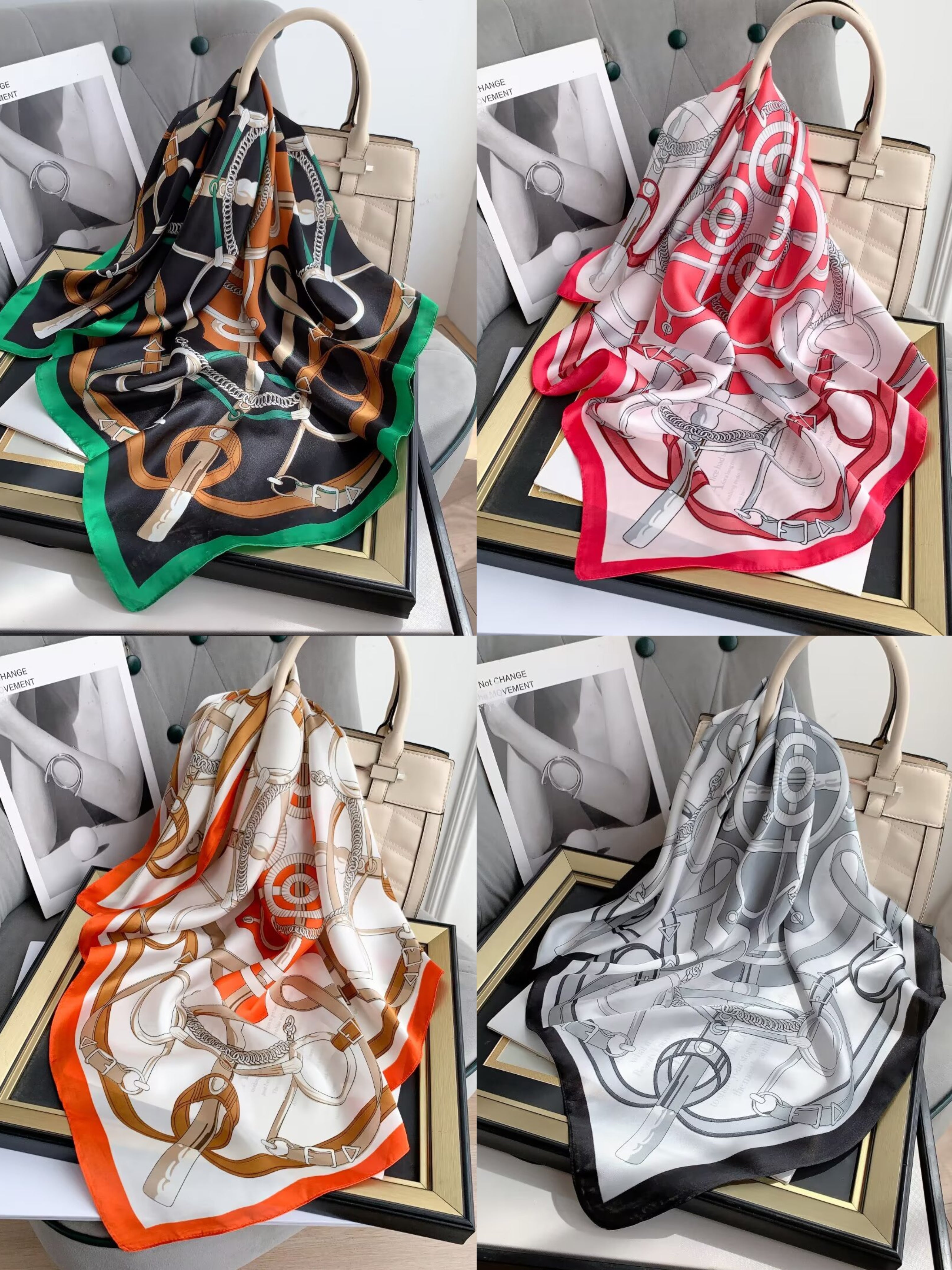 Foulard Carré touche soie 70cmx70cm (x12)#62