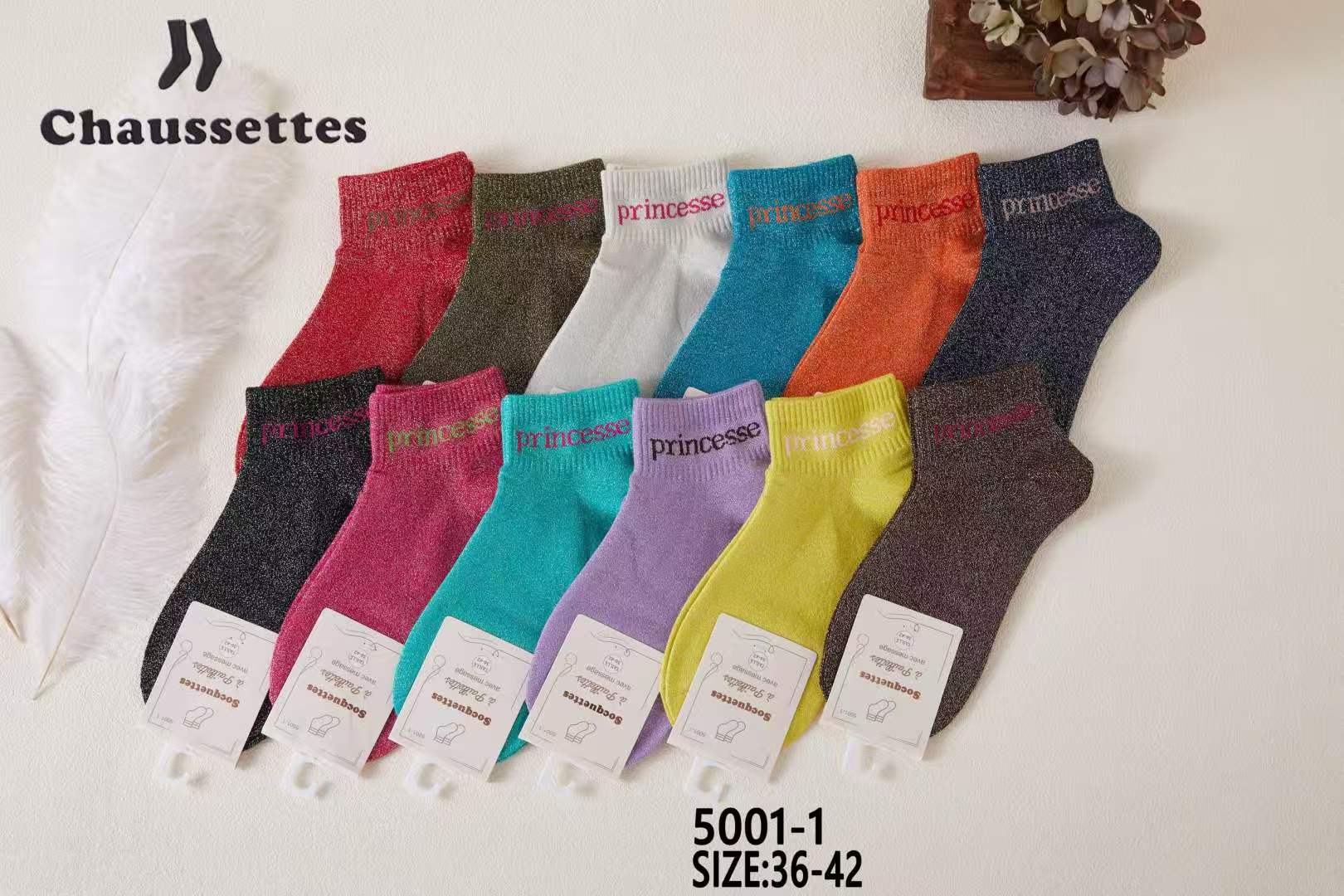 chaussette paillettes avec message(×12)5001