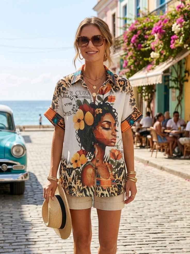 Chemise OverSize Imprimé Graphique (x6)