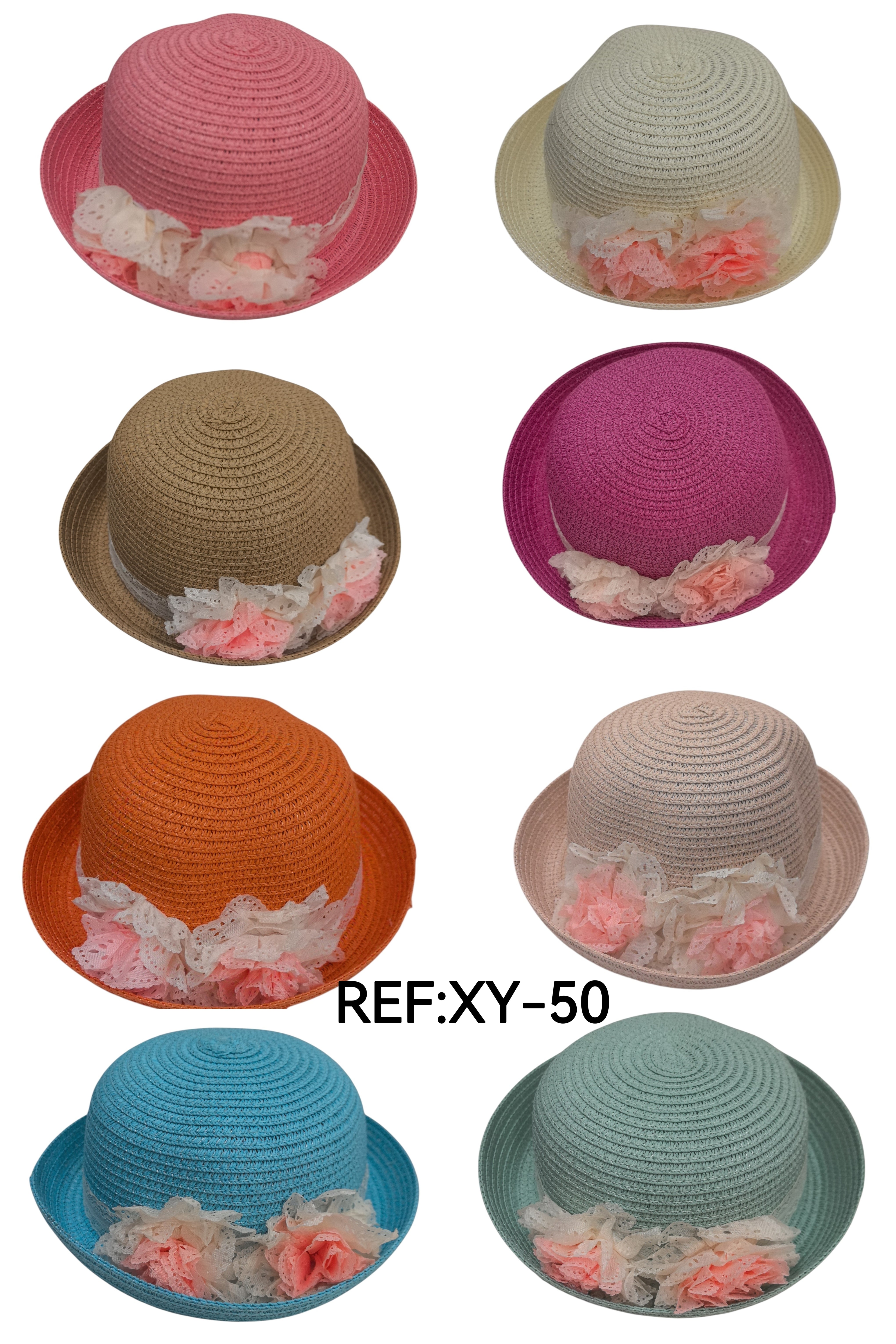 Chapeaux de paille taille enfant motif fleur (x12) #50