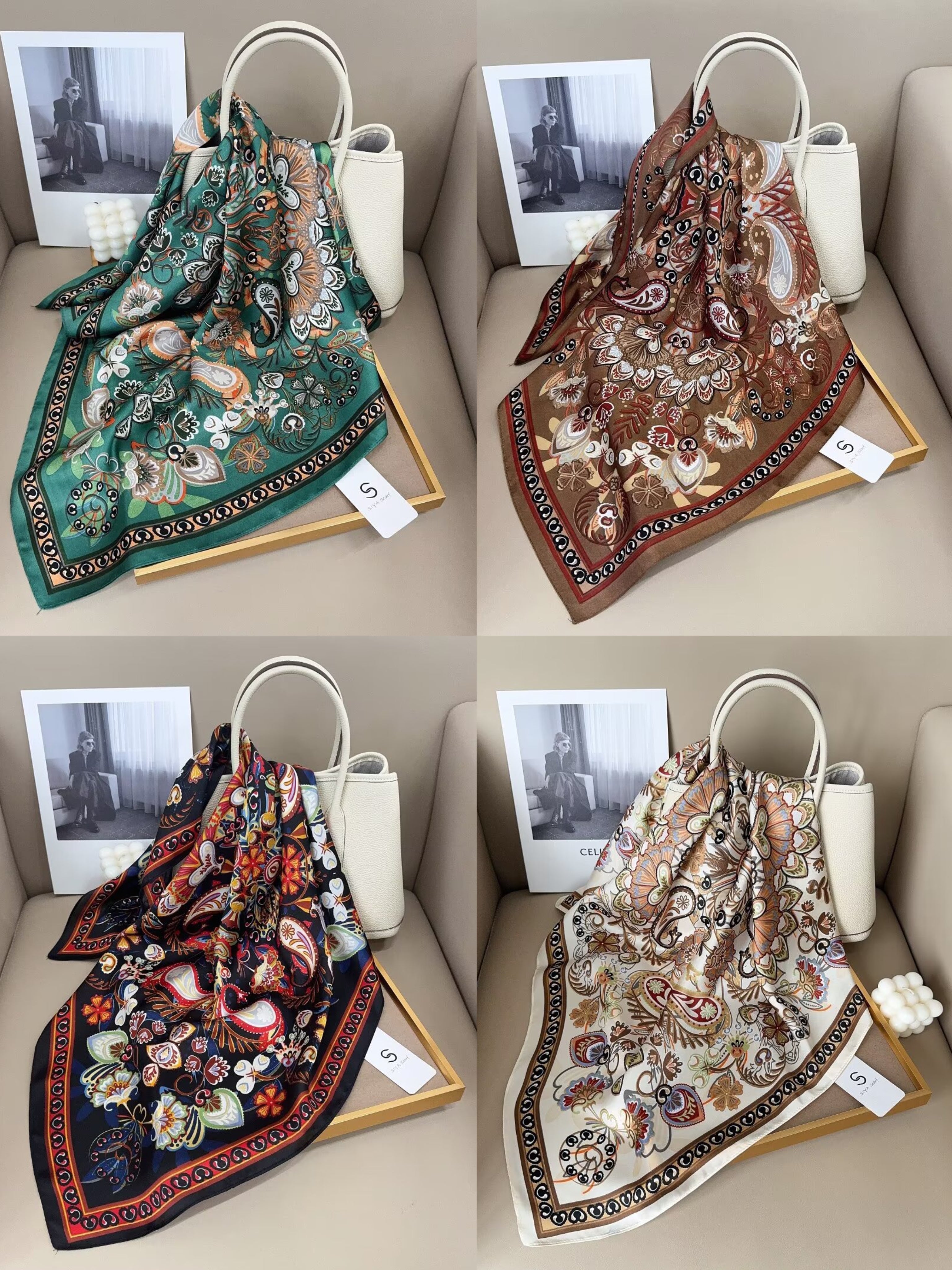 Foulard Carré touche soie 70cmx70cm (x12)#55