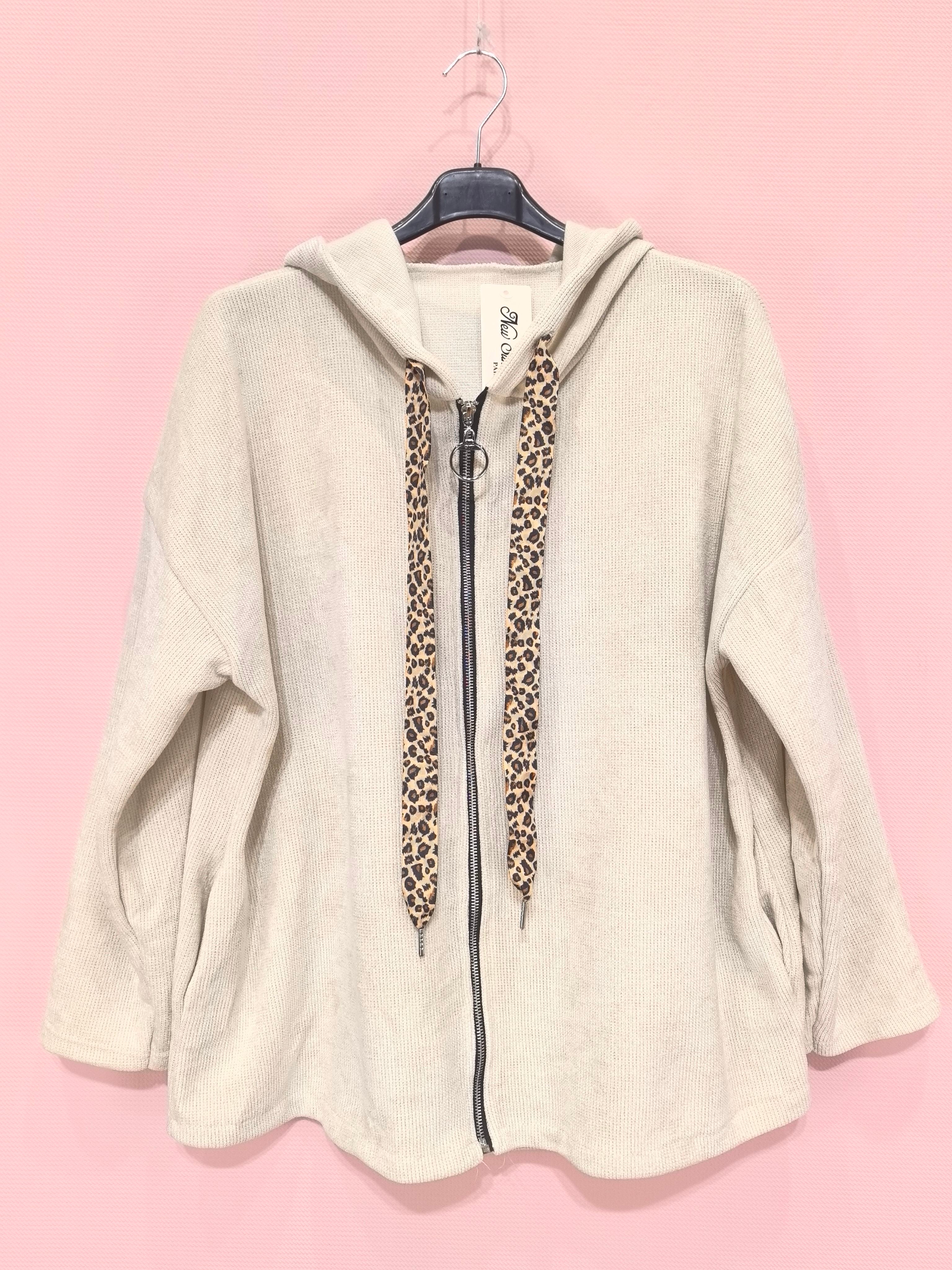 Gilet zippé à capuche velours Avec Deux Poches(X6)