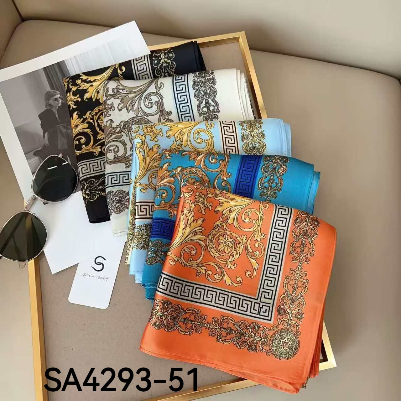 Foulard Carré touche soie 70cmx70cm (x12)#51