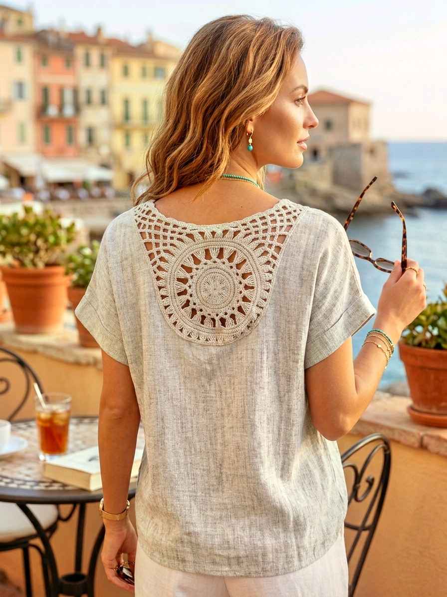 Blouse Avec Dos En Crochet Artisanal(x8)