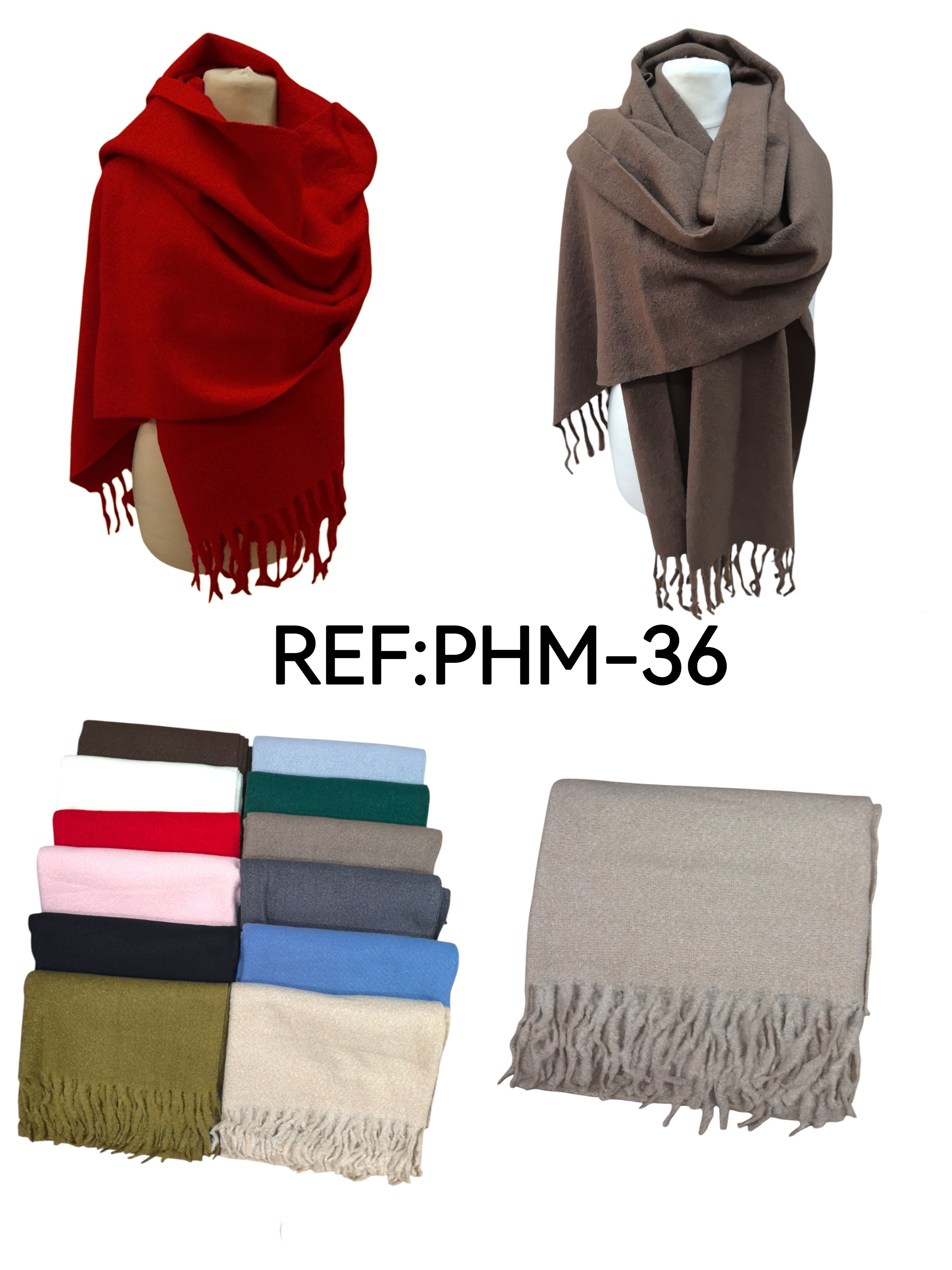 Écharpe châle couleur unie (x12)#36