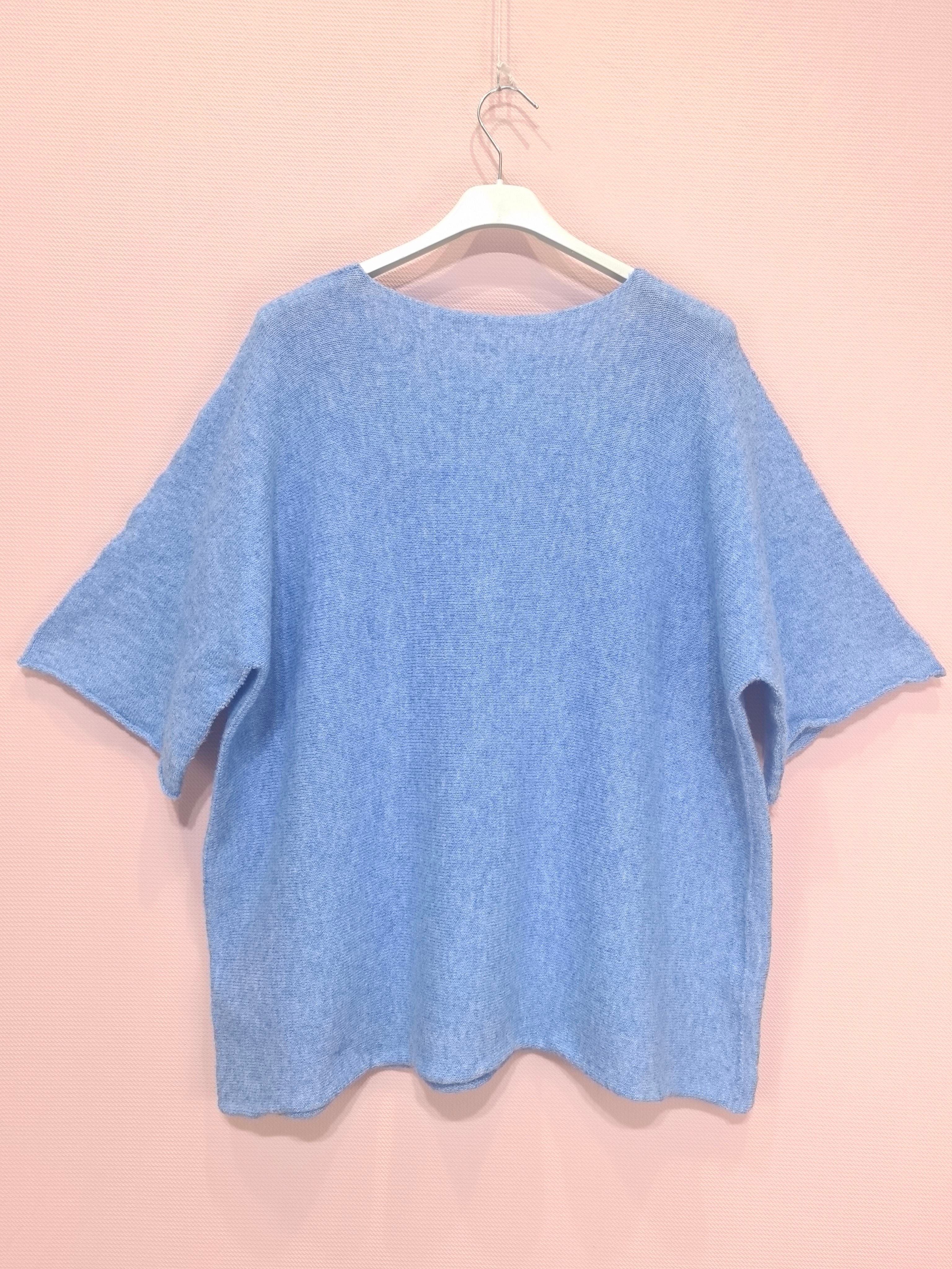 Pull ample manches courtes en maille douce (x8)