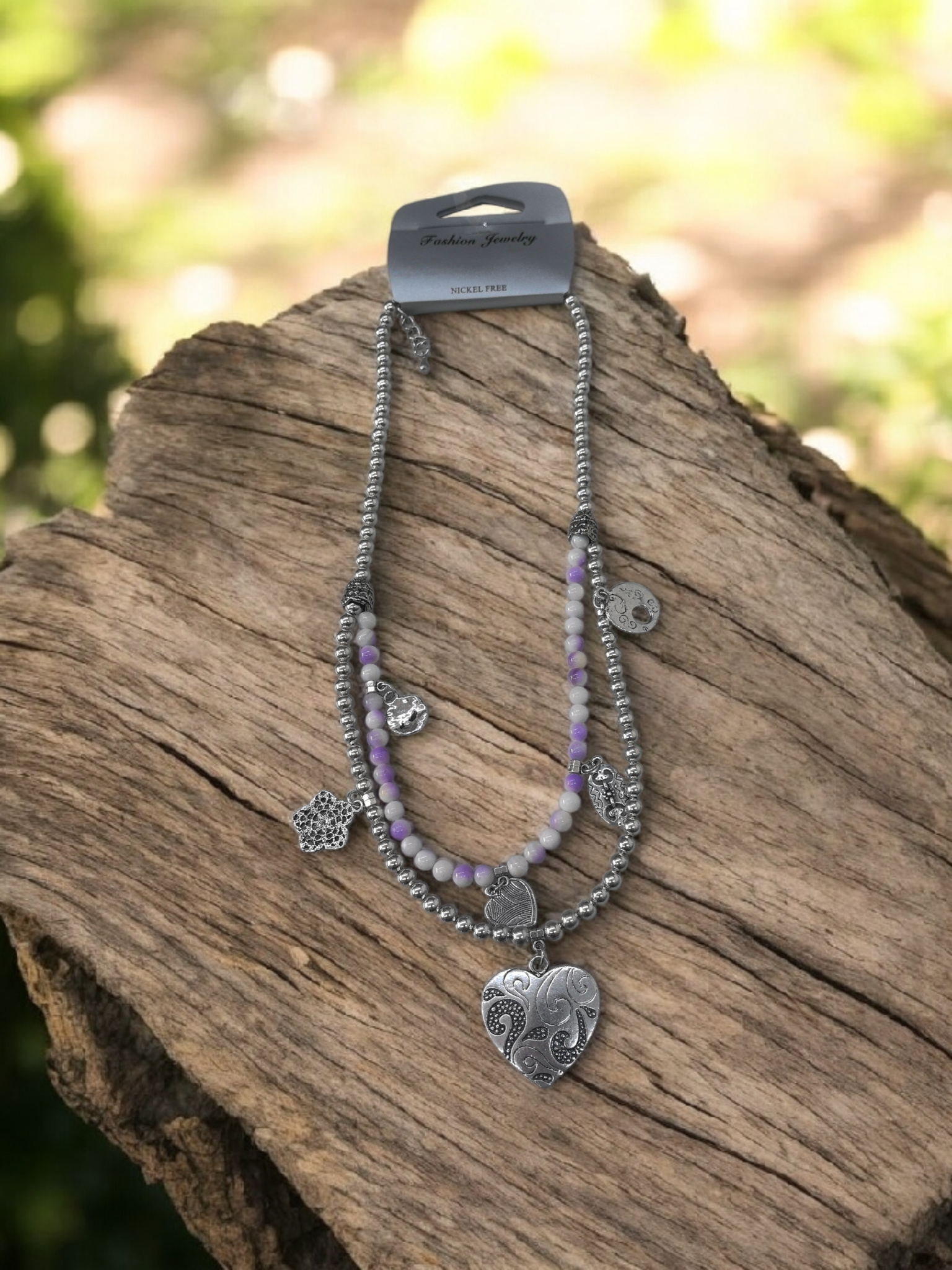 Collier sautoir fantaisie double (x4)