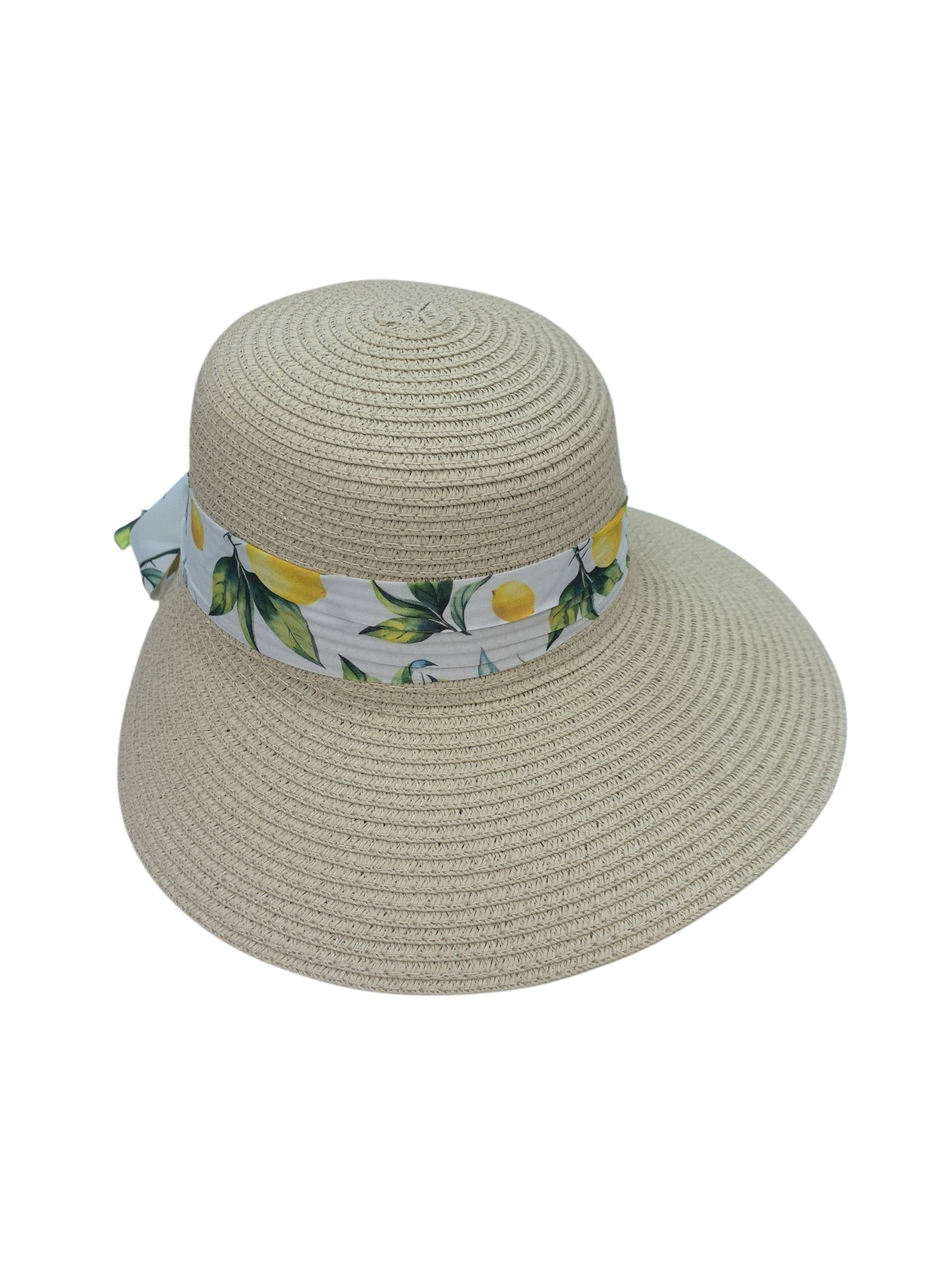 Chapeau de paille femme à bandeau citron (x12)