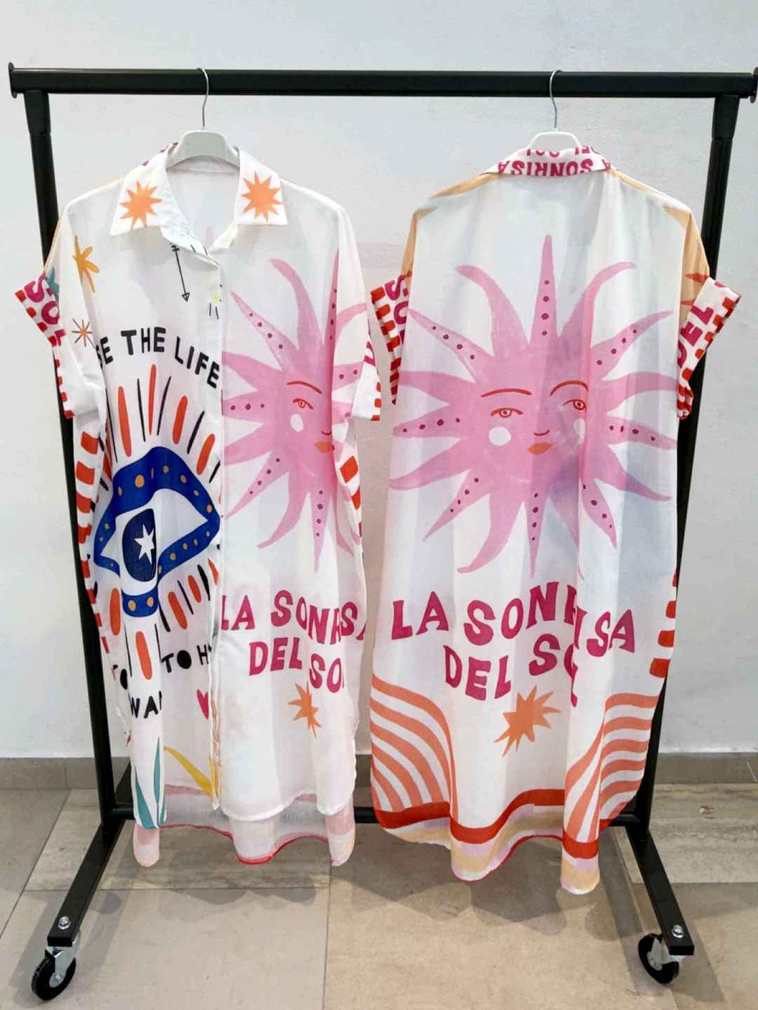 Robe Chemise Longue Imprimée Graphique (x6)