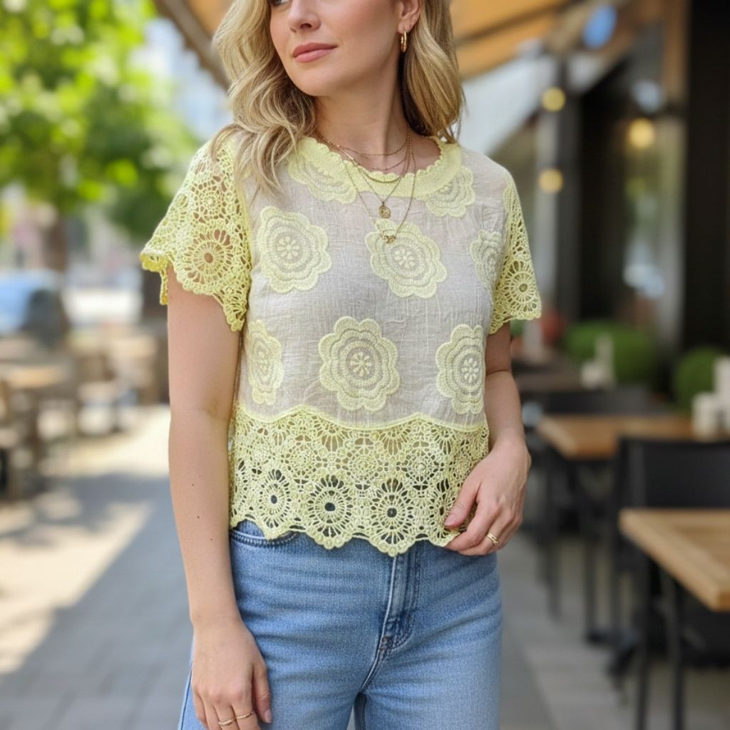 Haut en broderie anglaise (×8)