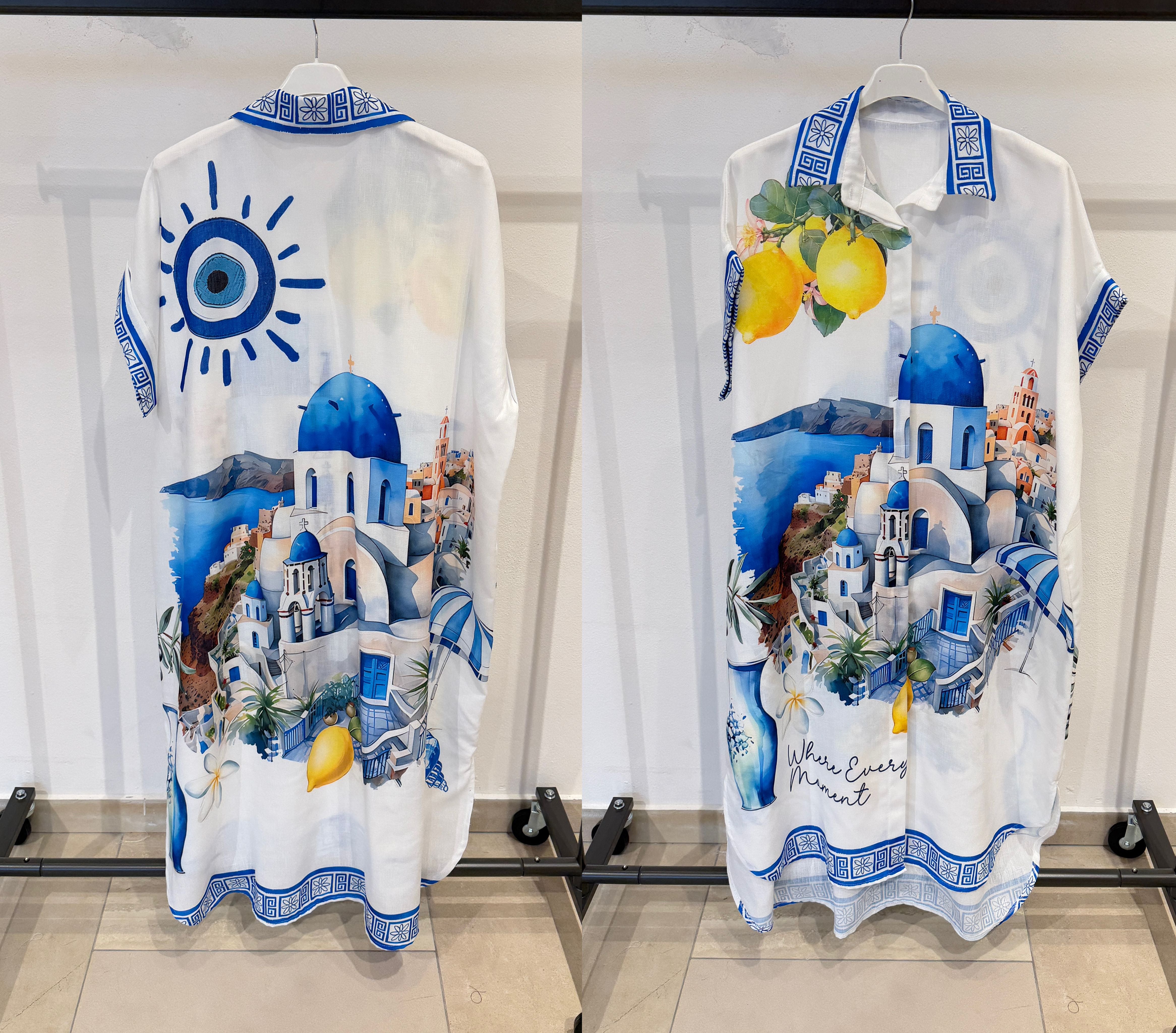Robe chemise longue et ample à imprimé(x4)